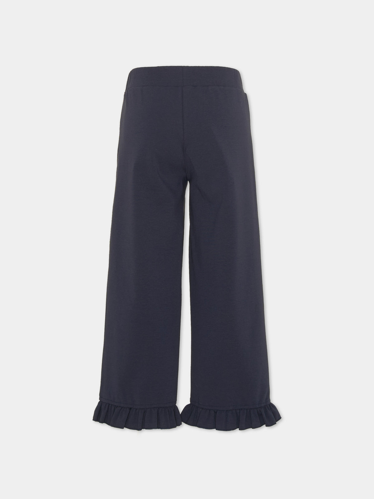 Pantalone blu per bambina con balza,Trussardi Junior,TIA26157PA BLUE_NAVAL BLUE NAVAL
