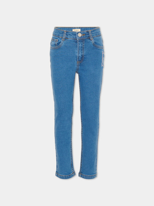 Denim jeans for girl with embroidery