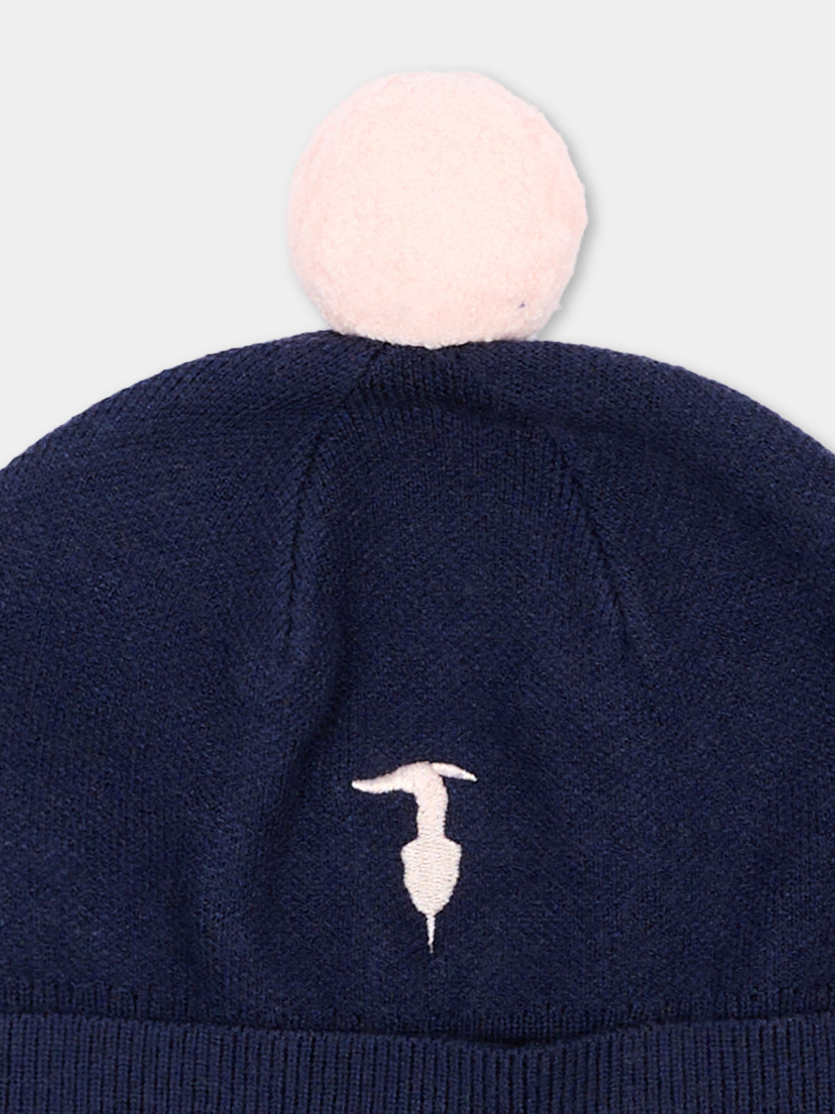 Berretto blu per neonata con pompon,Trussardi Junior,TIA26024HA BLUE_N/O-W BLUE NAVAL
