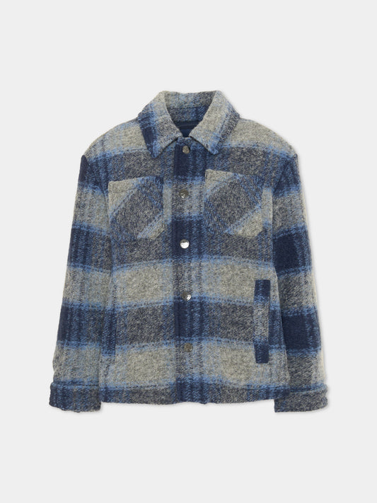 Camicia a manica lunga blu tartan per bambino,North Sails,NBA26040CA BLUE TARTAN