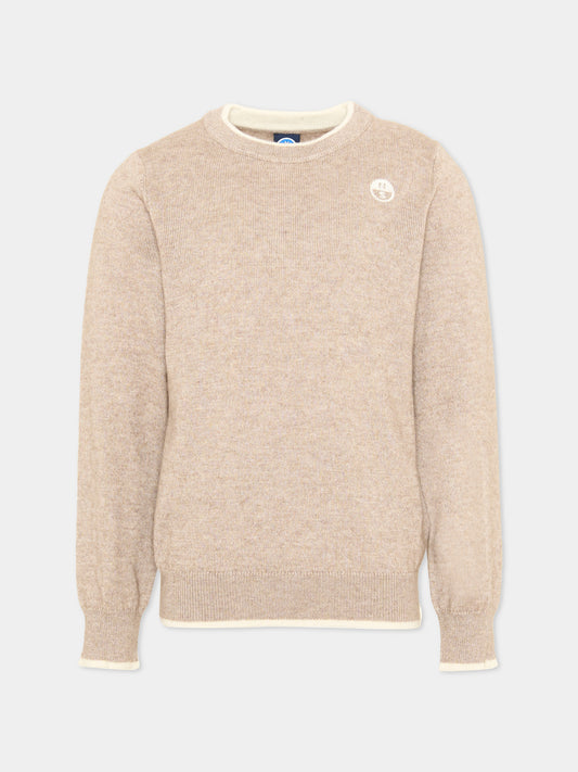 Maglione beige per bambino con logo,North Sails,NBA26076MA WINTER ROPE