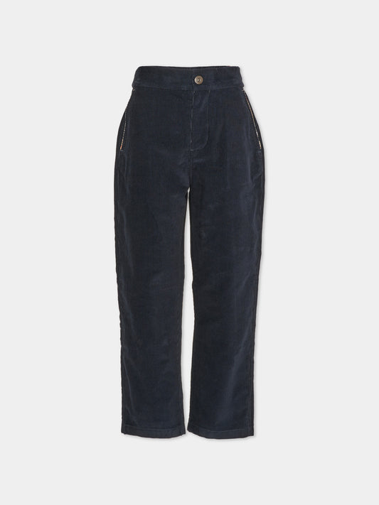 Pantalone blu per bambini in velluto
