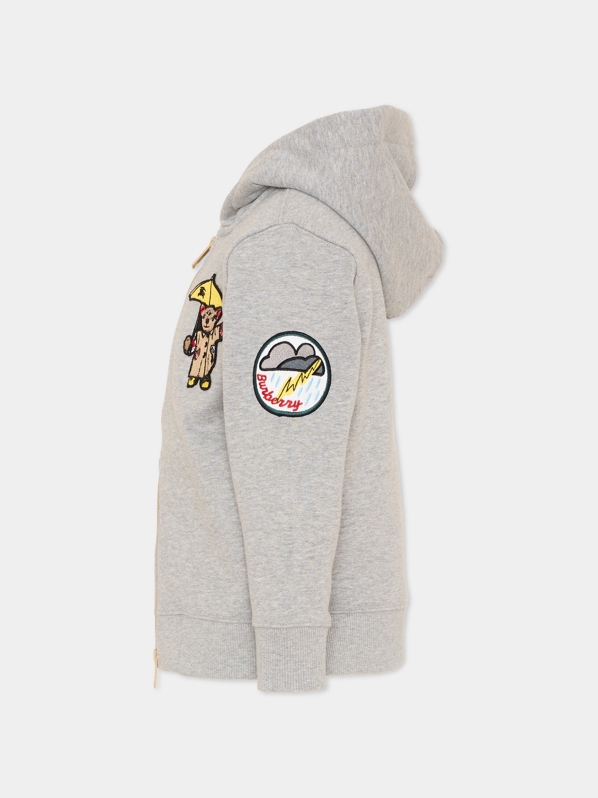 Felpa grigia per bambini con patch,Burberry Kids,8131999 A2142