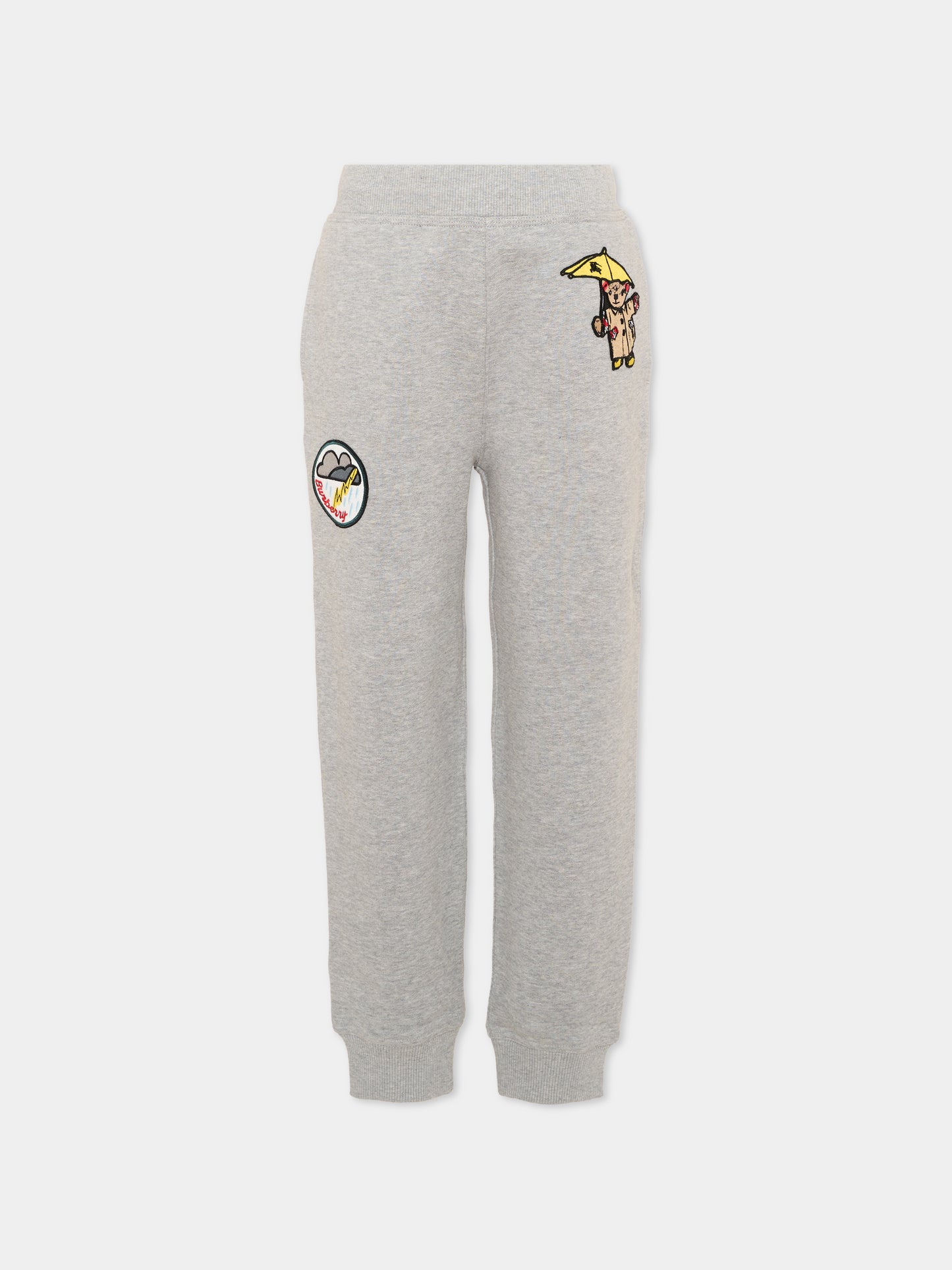 Pantalone grigio per bambini con patch,Burberry Kids,8131996 A2142