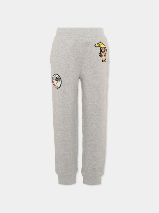 Pantalone grigio per bambini con patch,Burberry Kids,8131996 A2142
