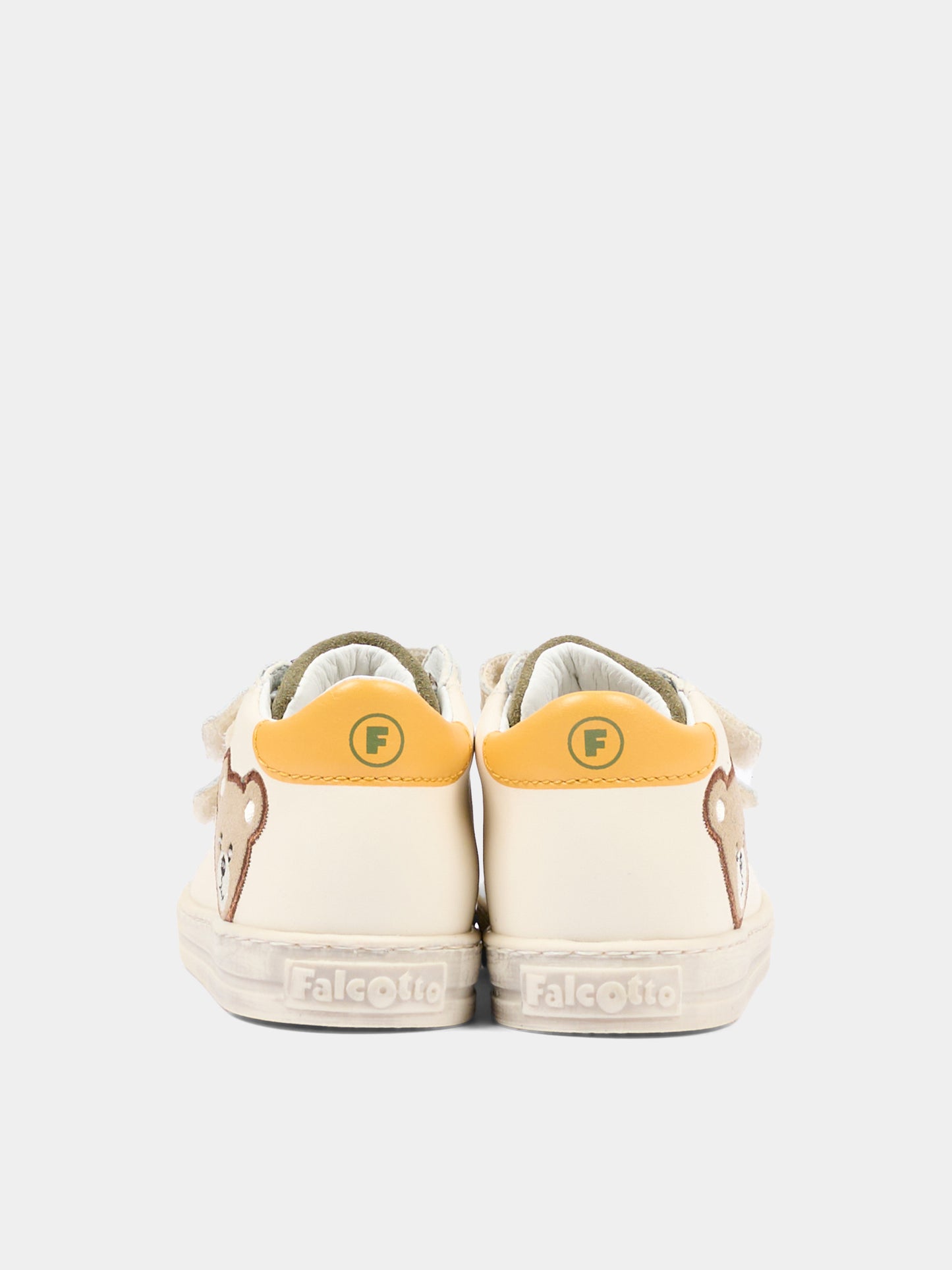 Sneakers avorio per neonato con orsetto,Falcotto,001 2020202 02 2N42