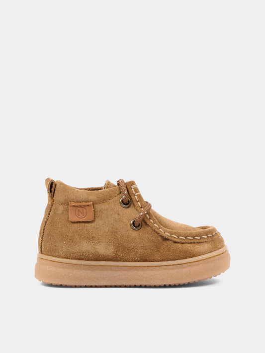 Stivaletti beige per neonato in suede,Naturino,001 2018103 01 0D06