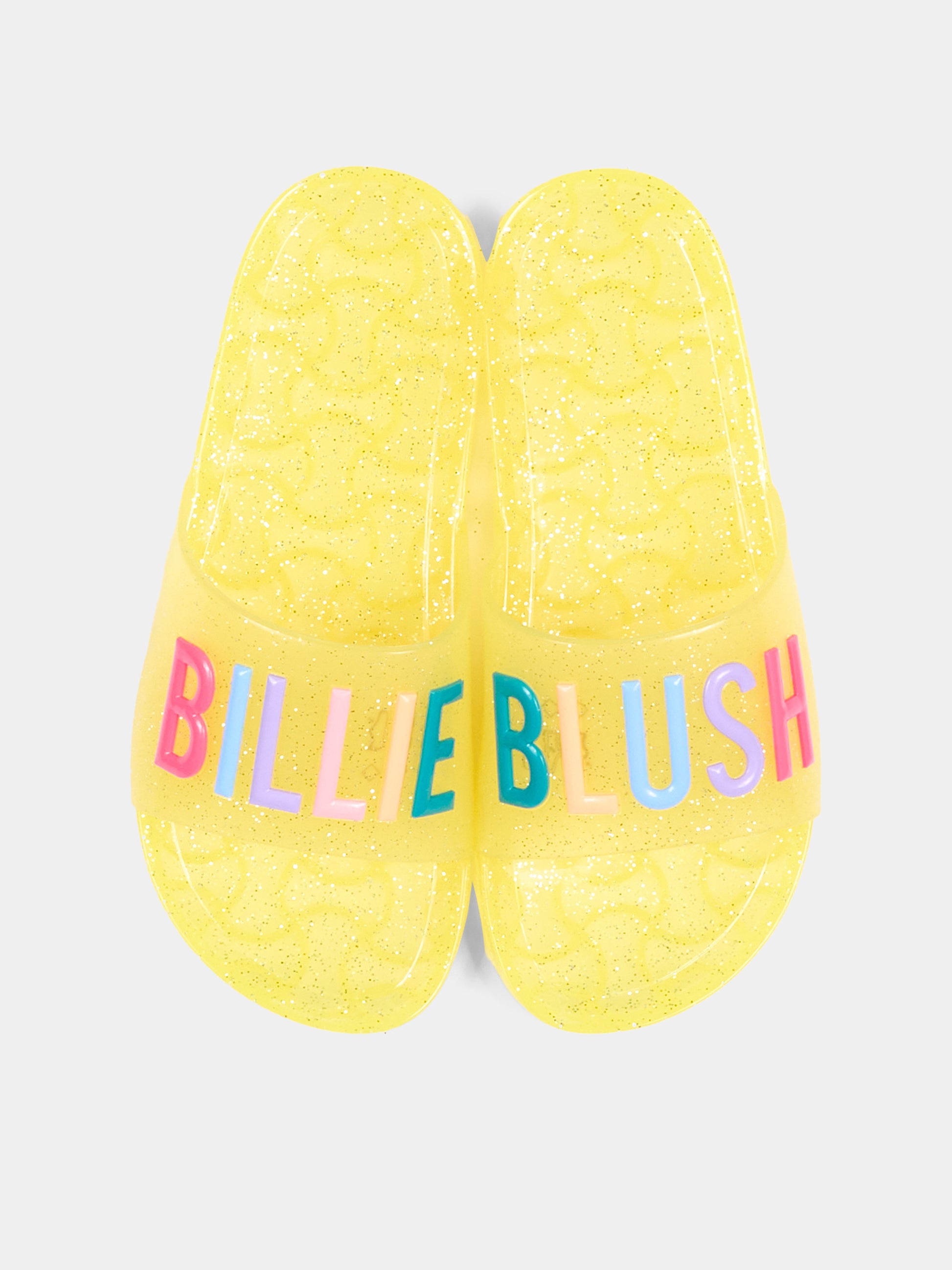 Ciabatte gialle per bambina con logo,Billieblush,U21993 599