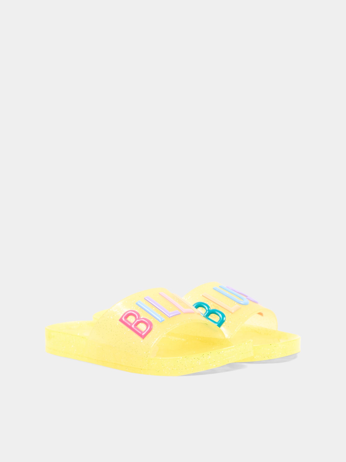 Ciabatte gialle per bambina con logo,Billieblush,U21993 599