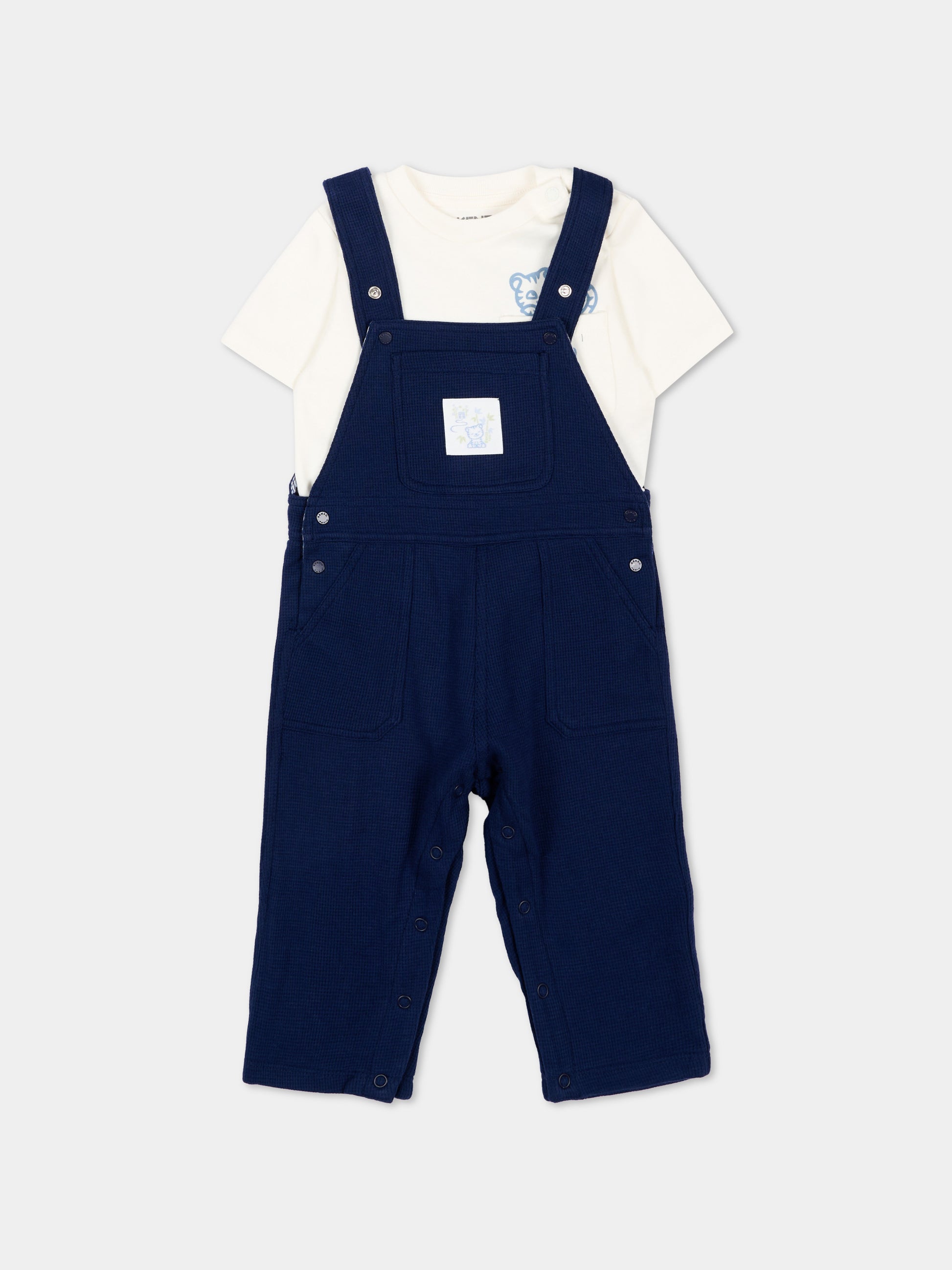 Pagliaccetto blu per neonato con logo,Kenzo Kids,K61596 84N