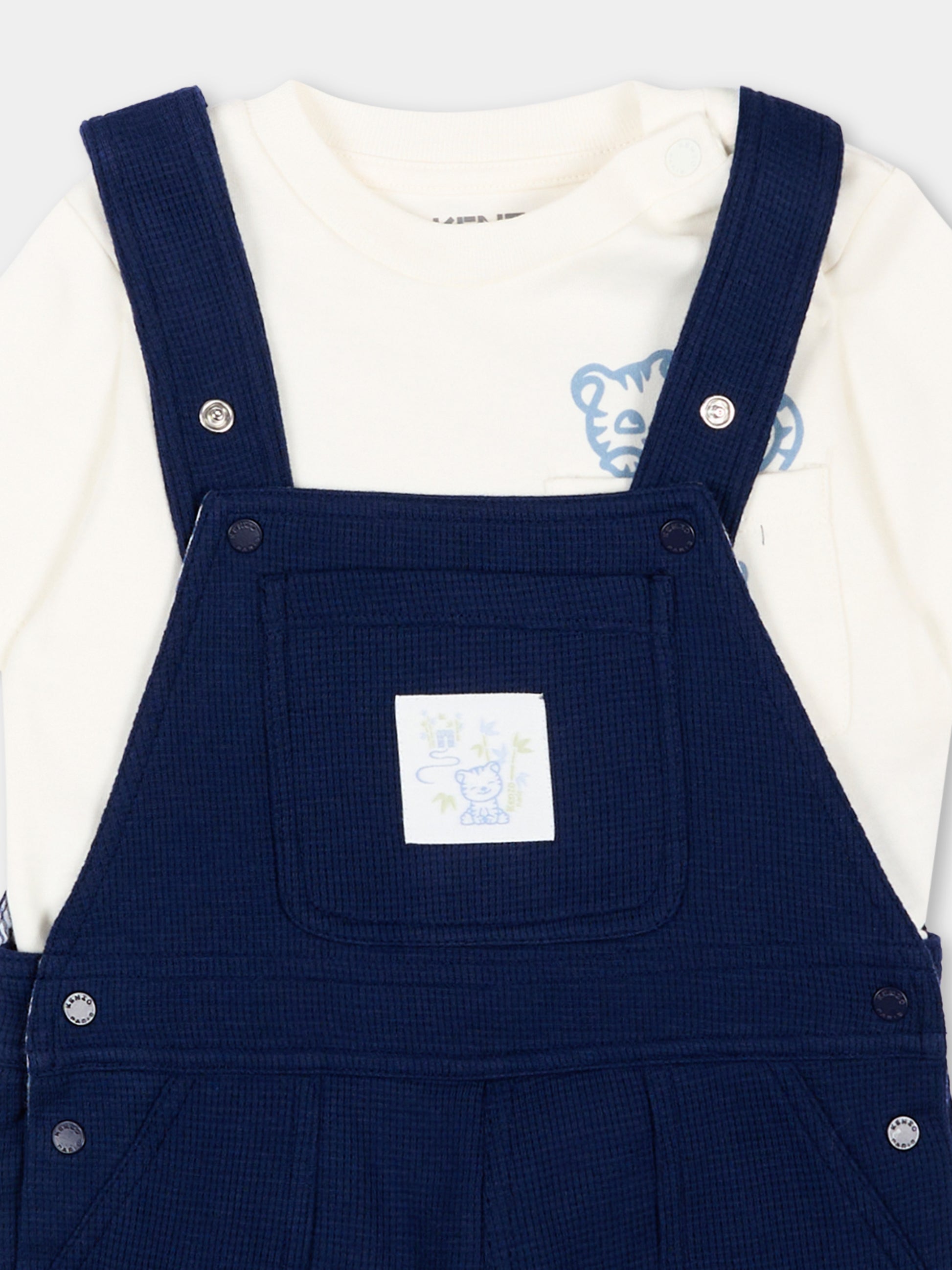 Pagliaccetto blu per neonato con logo,Kenzo Kids,K61596 84N