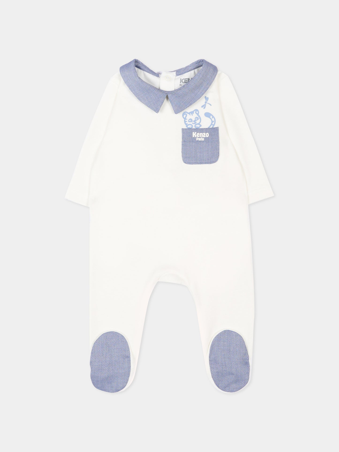 Set tutina bianco per neonato con logo,Kenzo Kids,K61604 117