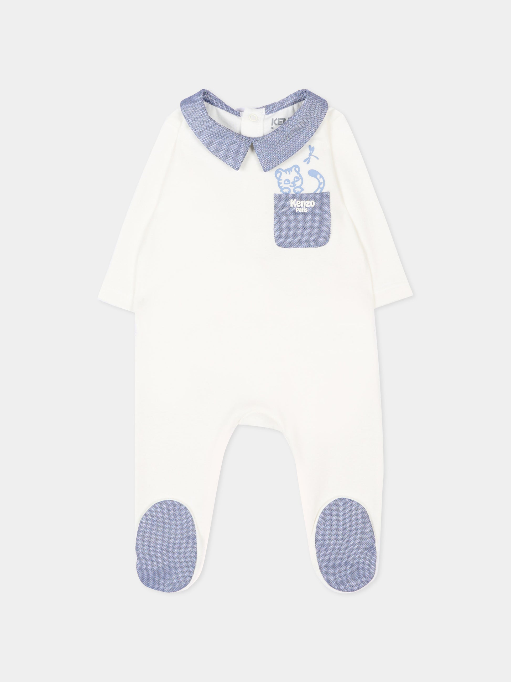 Set tutina bianco per neonato con logo,Kenzo Kids,K61604 117