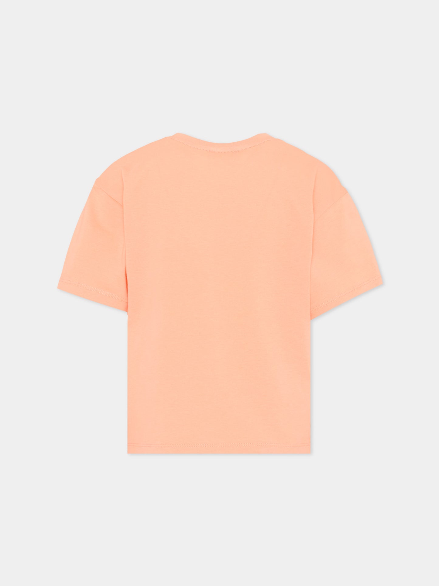 T-shirt arancione con logo Tiger per bambina,Kenzo Kids,K61804 43C
