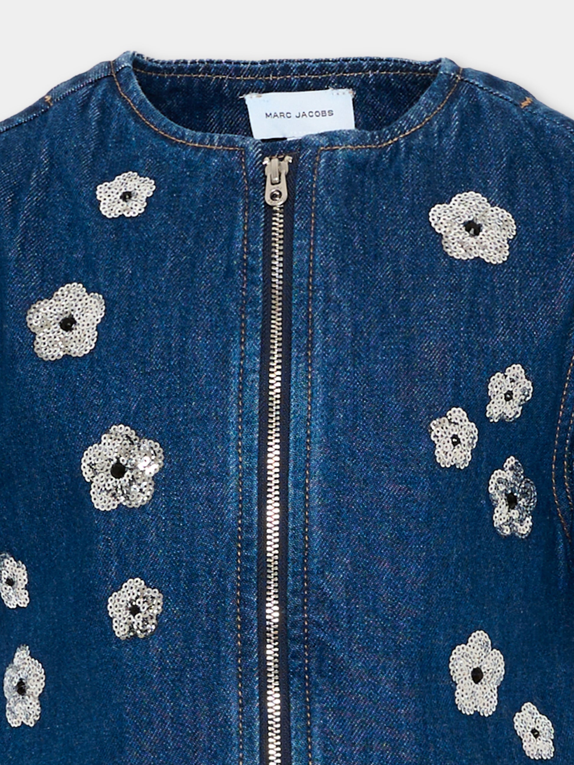 Vestito denim per bambina con fiori,Marc Jacobs,W60720 Z10