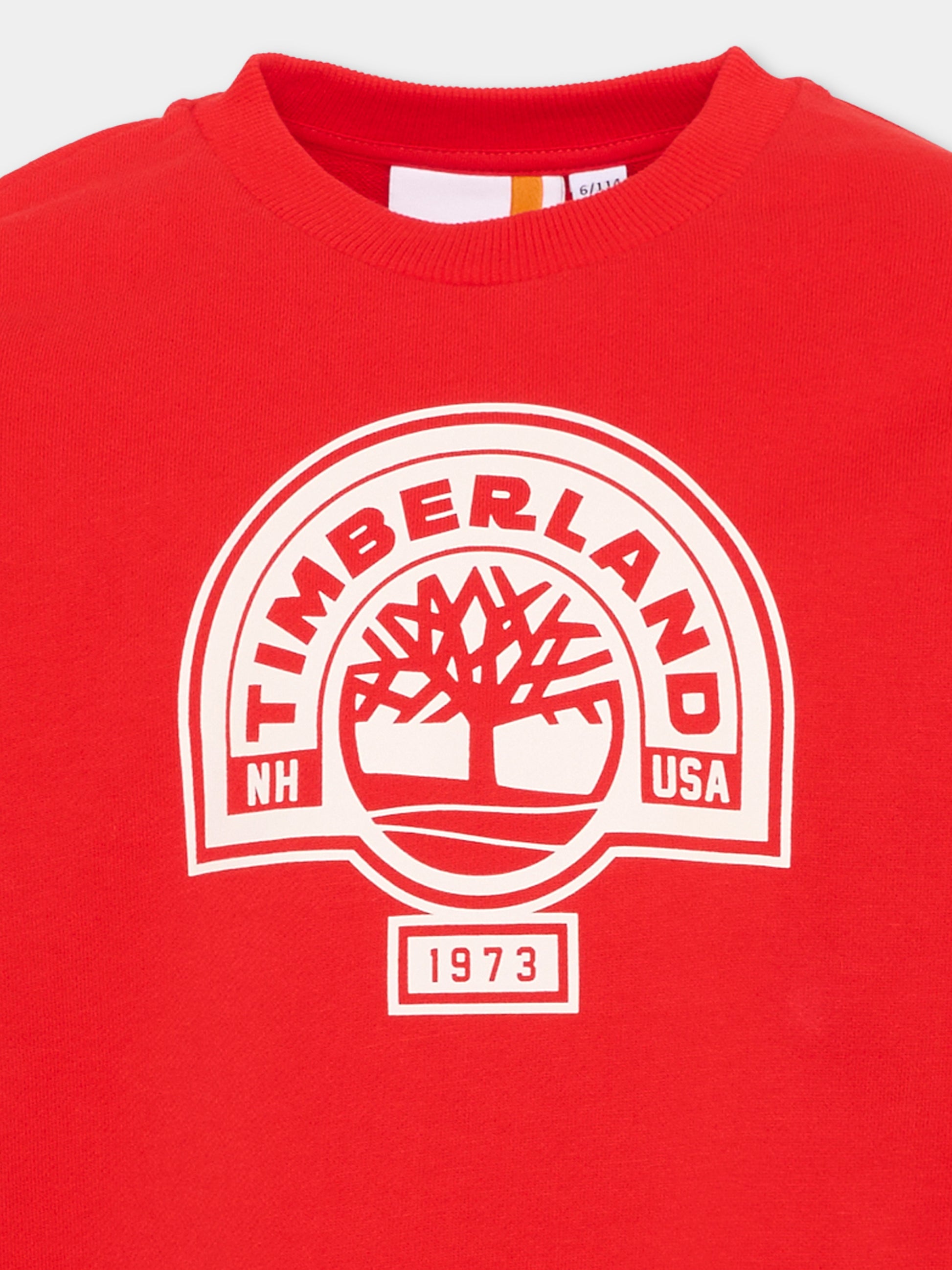 Felpa rossa Timberland per bambino con logo,Timberland,T60811 97E