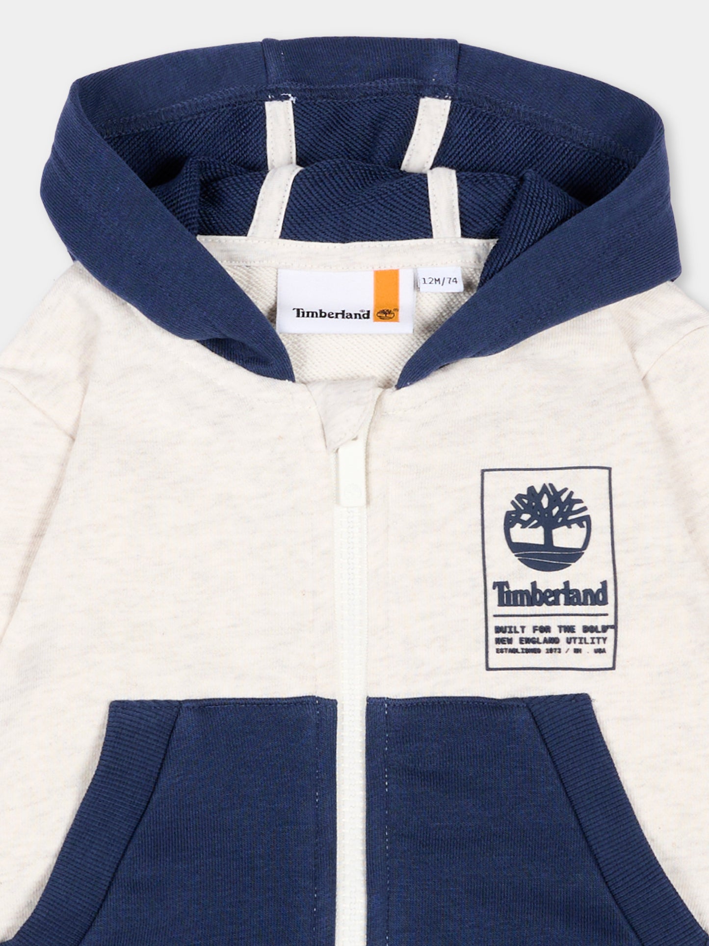 Felpa grigia per neonato con logo,Timberland,T60865 C23