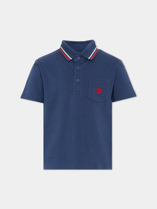 Polo blu per bambino con logo,Timberland,T60847 805