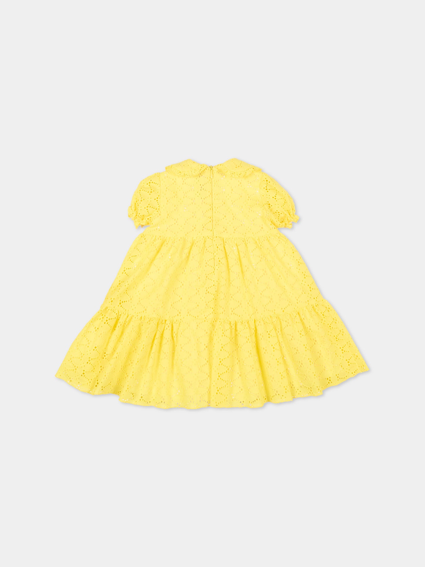 Abito giallo sangallo per neonata,Little Bear,3237 GIALLO