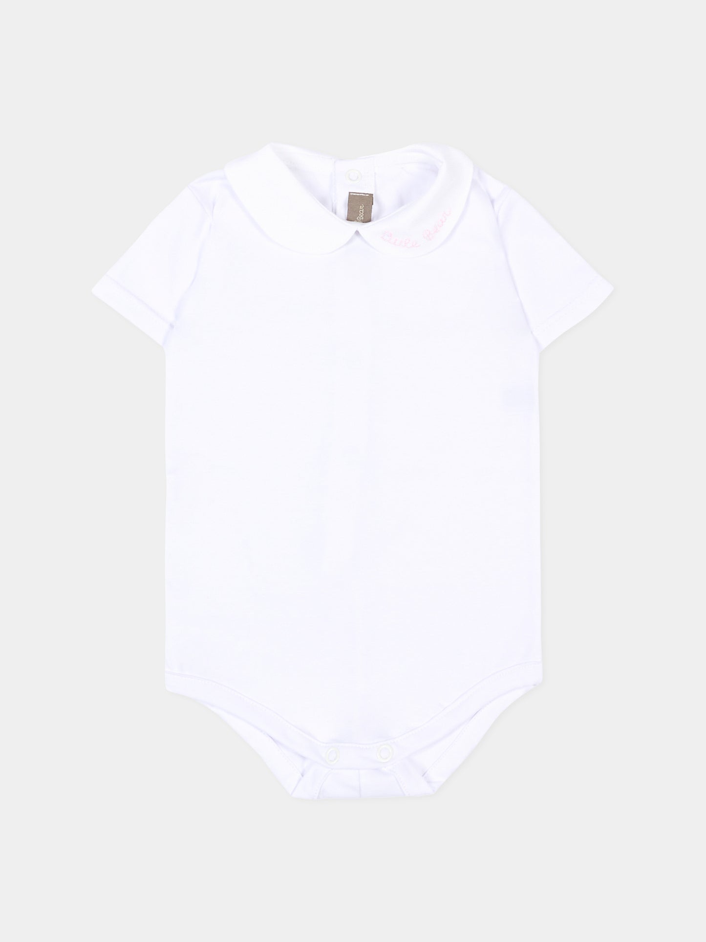 Body bianco per neonata con colletto,Little Bear,8020 BCO/ROSA