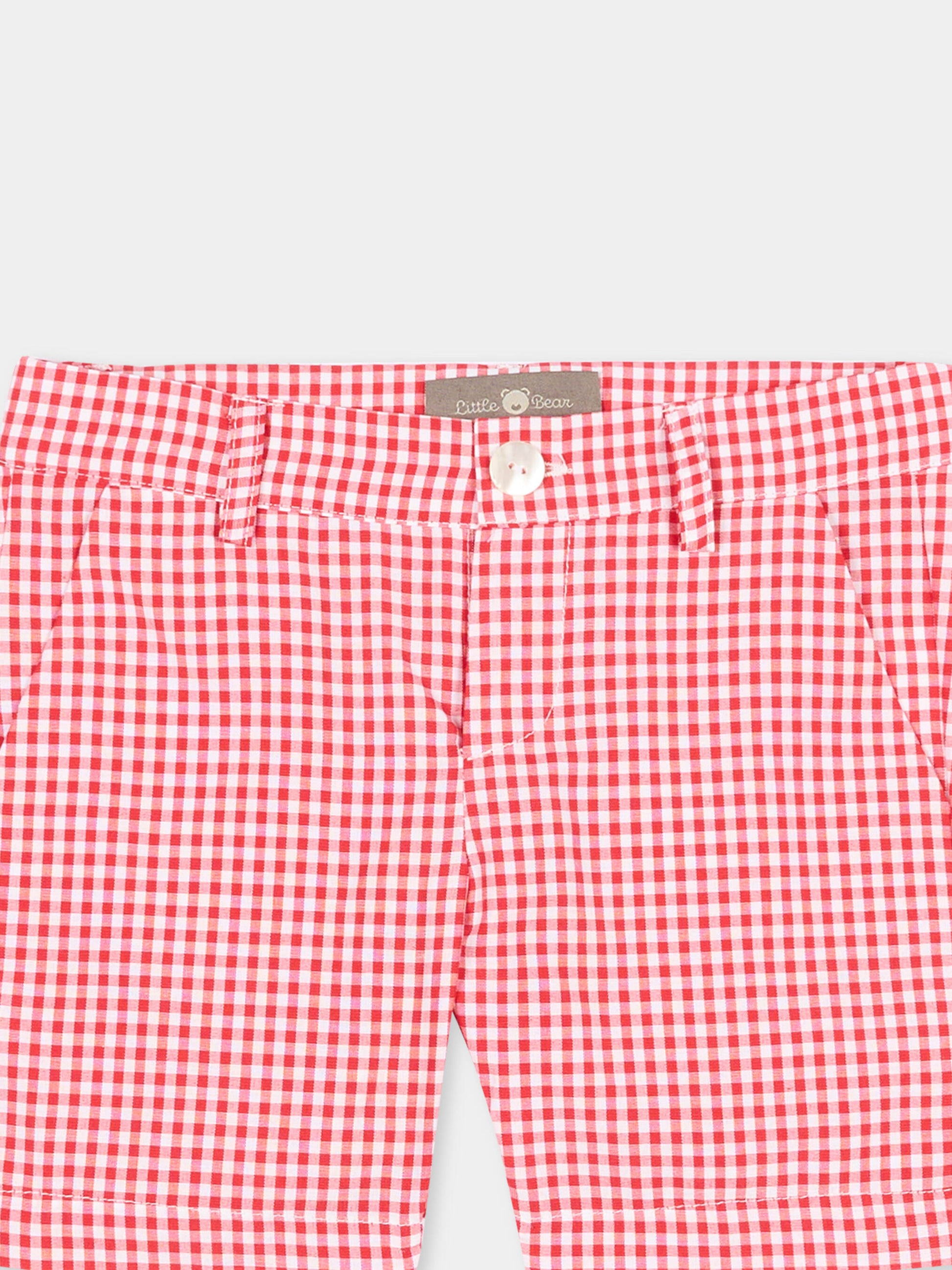 Pantaloni rossi vichy per neonato,Little Bear,3221 BCO/ROSSO