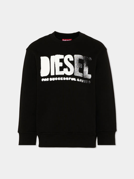 Felpa nera Diesel per bambino con logo,Diesel,J02619 0GEAD K900