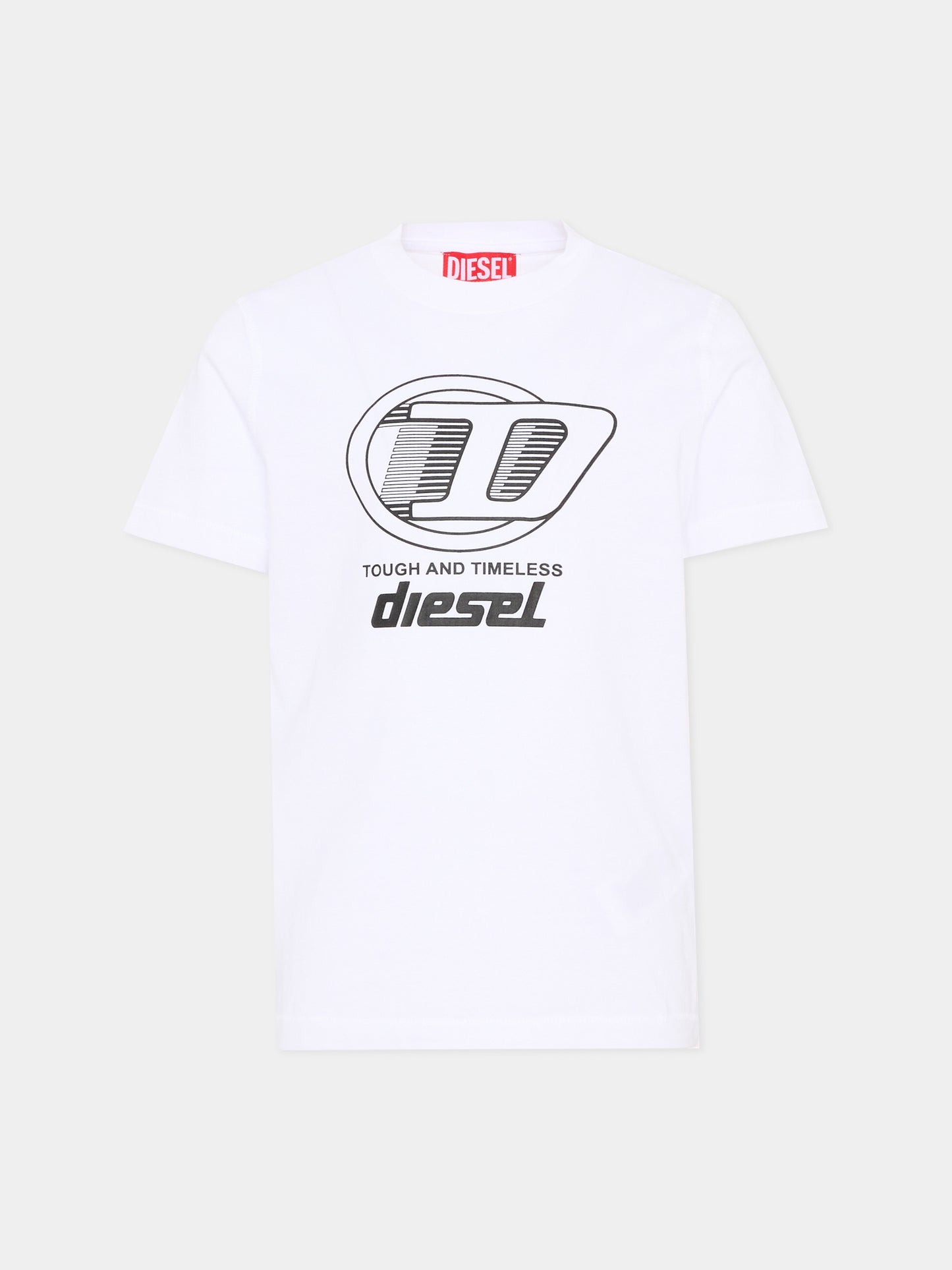 T-Shirt bianca Diesel per bambini con logo,Diesel,J02865 KYA1M K100
