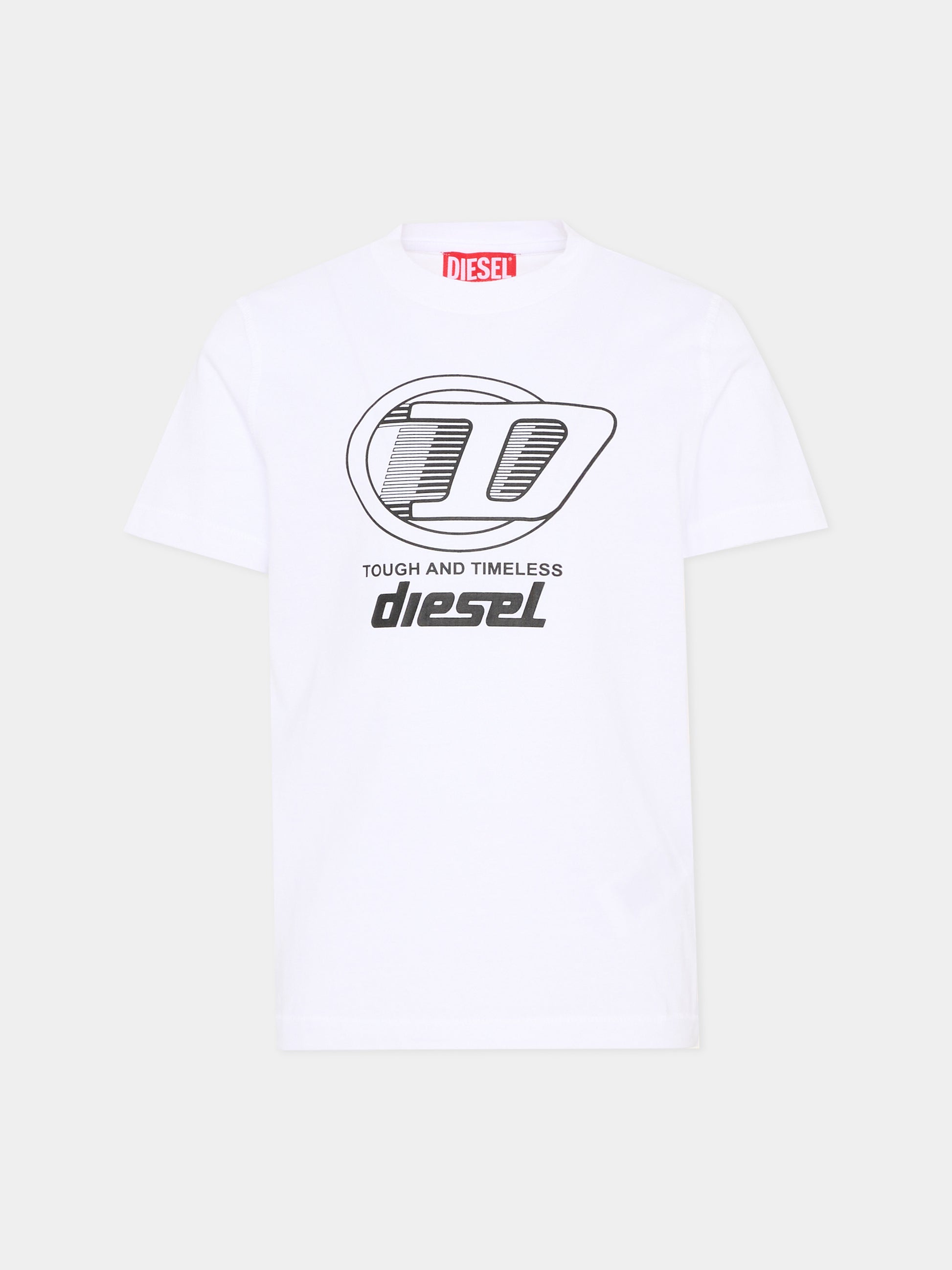 T-Shirt bianca Diesel per bambini con logo,Diesel,J02865 KYA1M K100