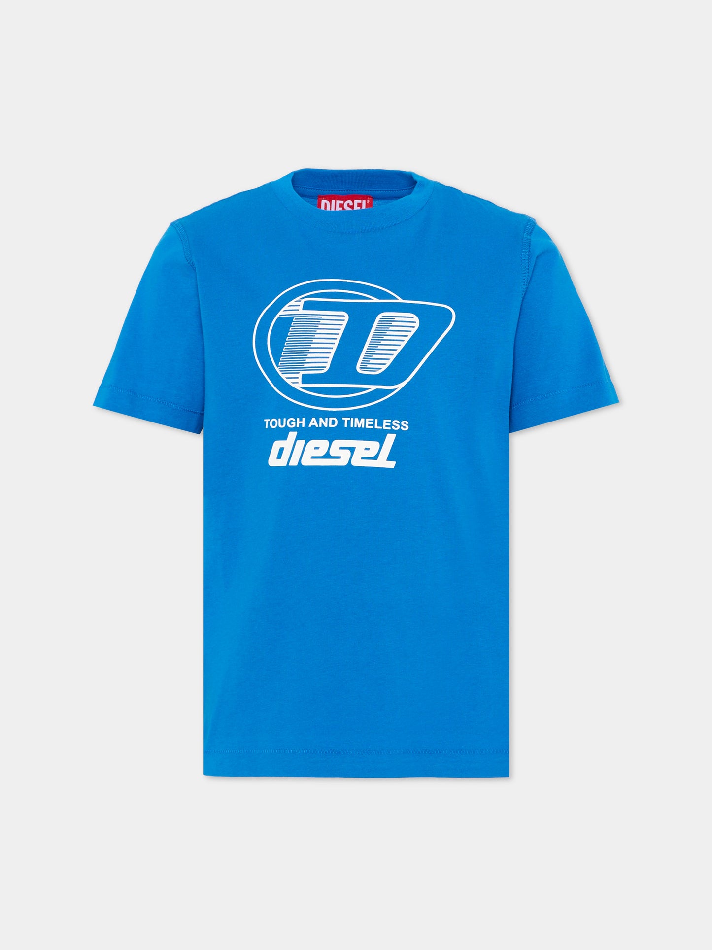 T-Shirt azzurra con logo per bambini,Diesel,J02865 KYA1M K804