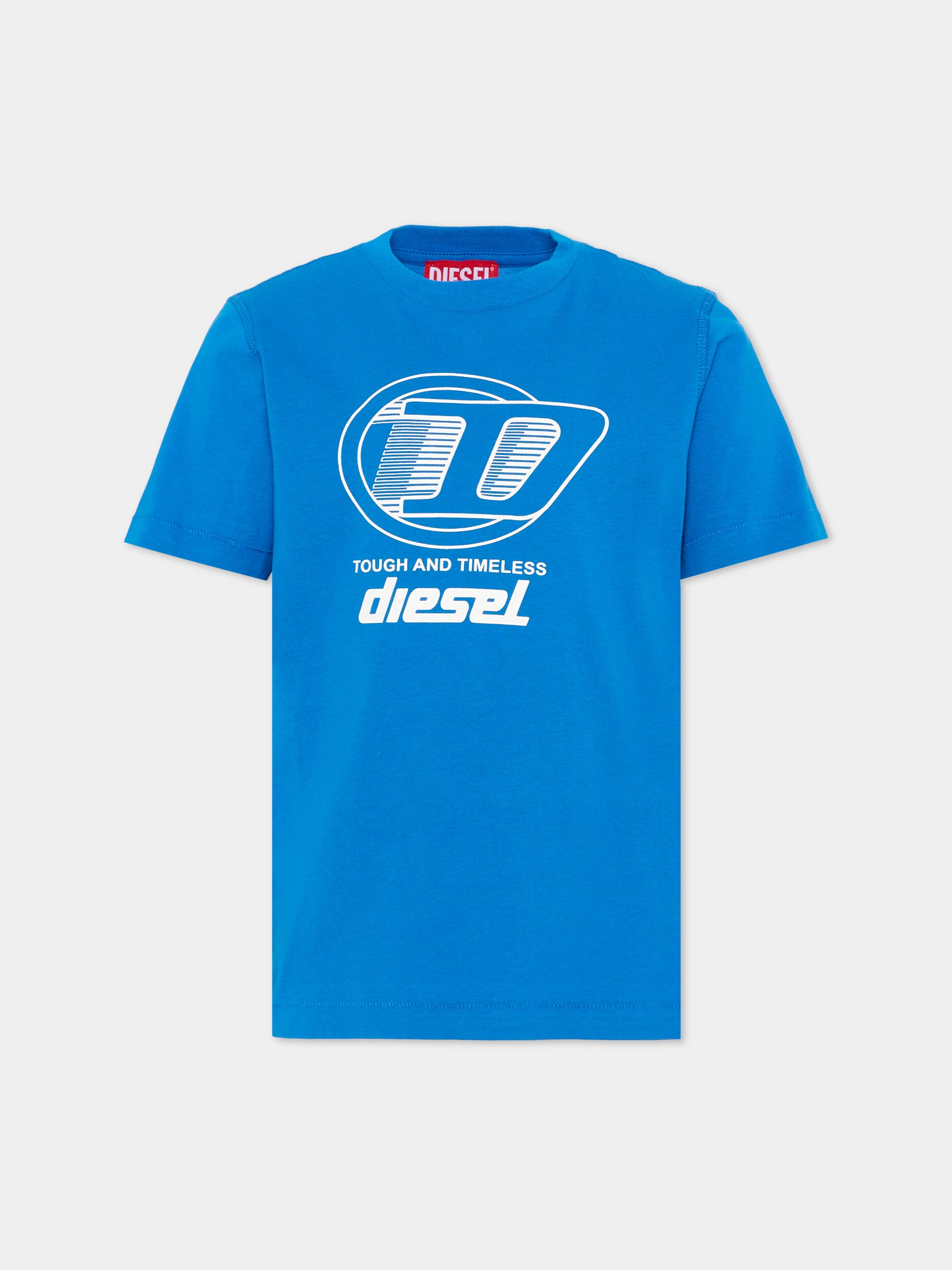 T-Shirt azzurra con logo per bambini,Diesel,J02865 KYA1M K804