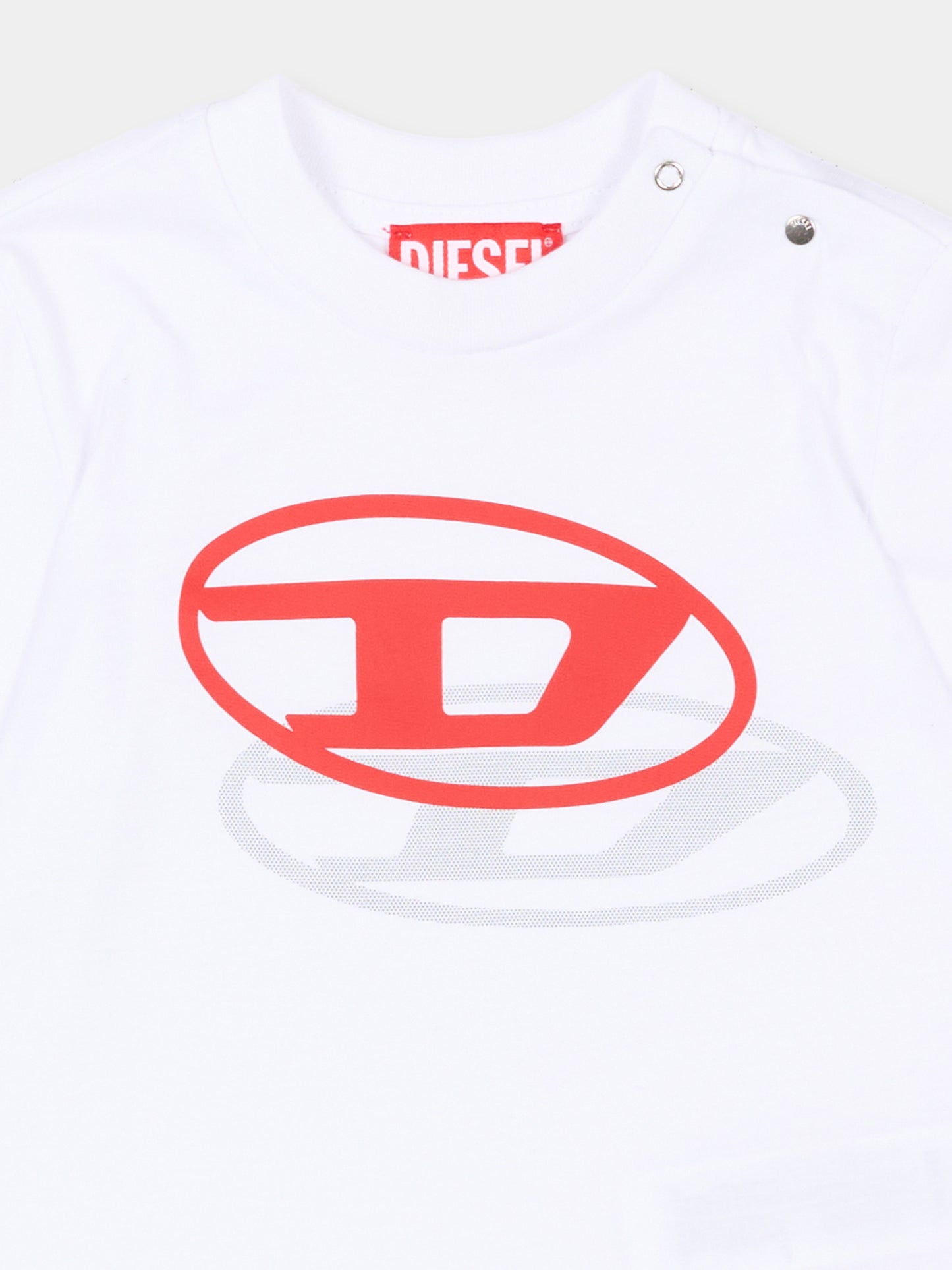 T-Shirt bianca per neonati con logo,Diesel,K00765 0GRAI K100