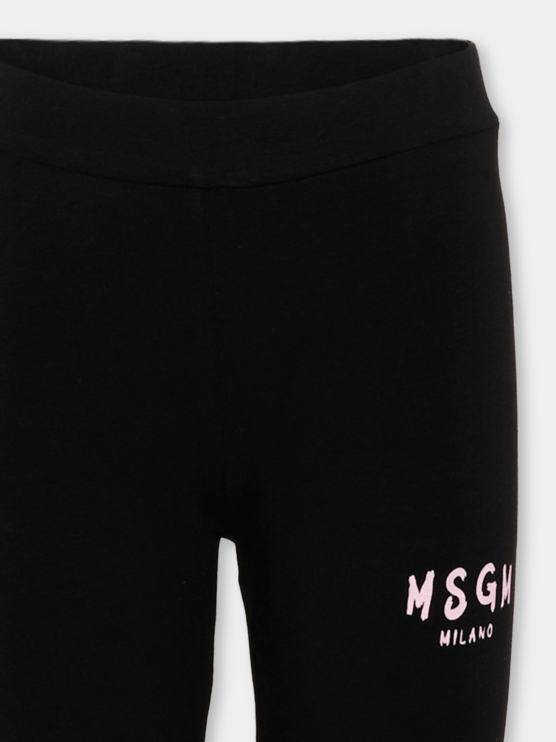 Leggings nero con logo per bambina,Msgm Kids,S6MSJGLG067 110/88