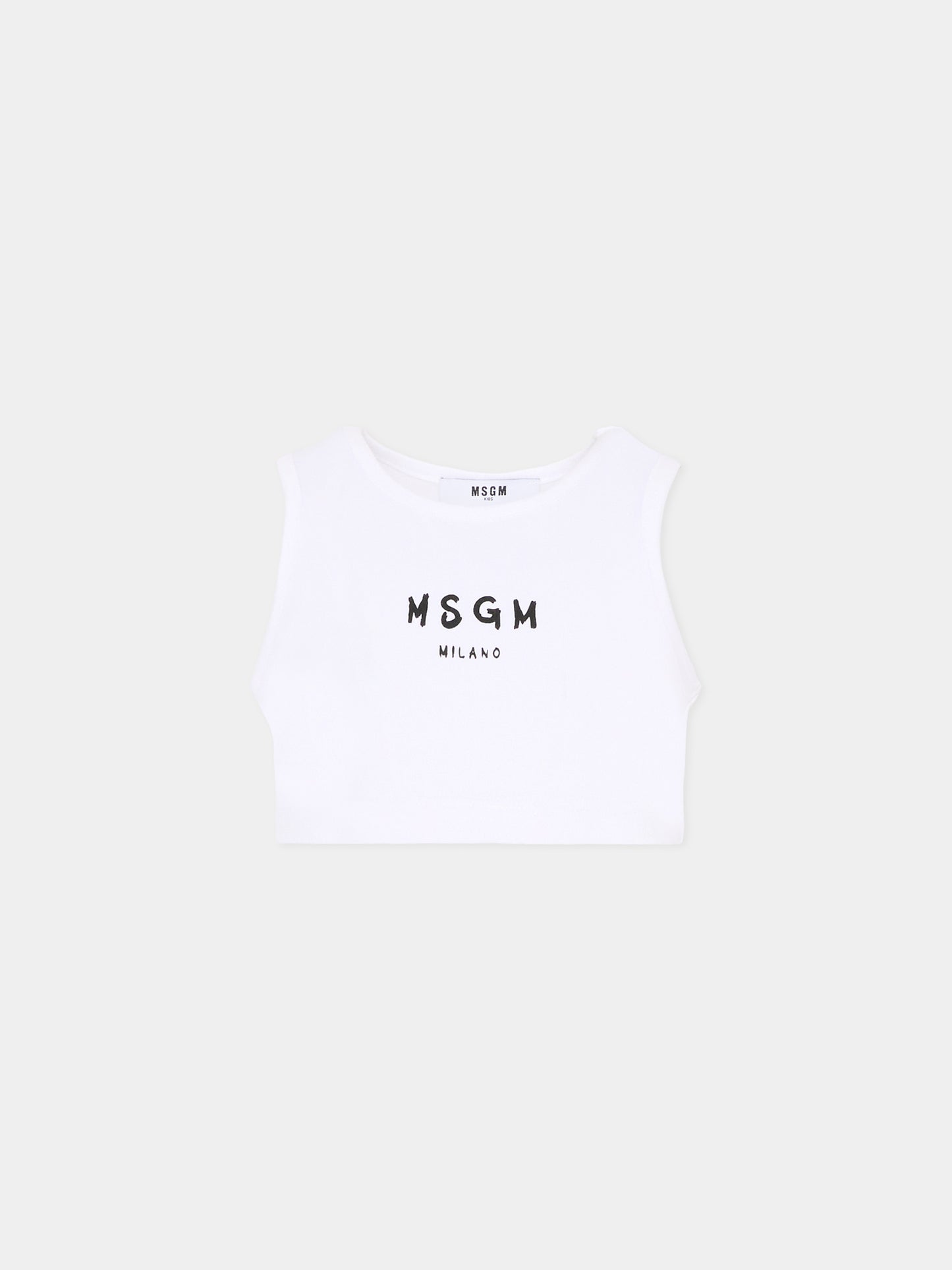 Top bianco per bambina con logo,Msgm Kids,S6MSJGTO011 001