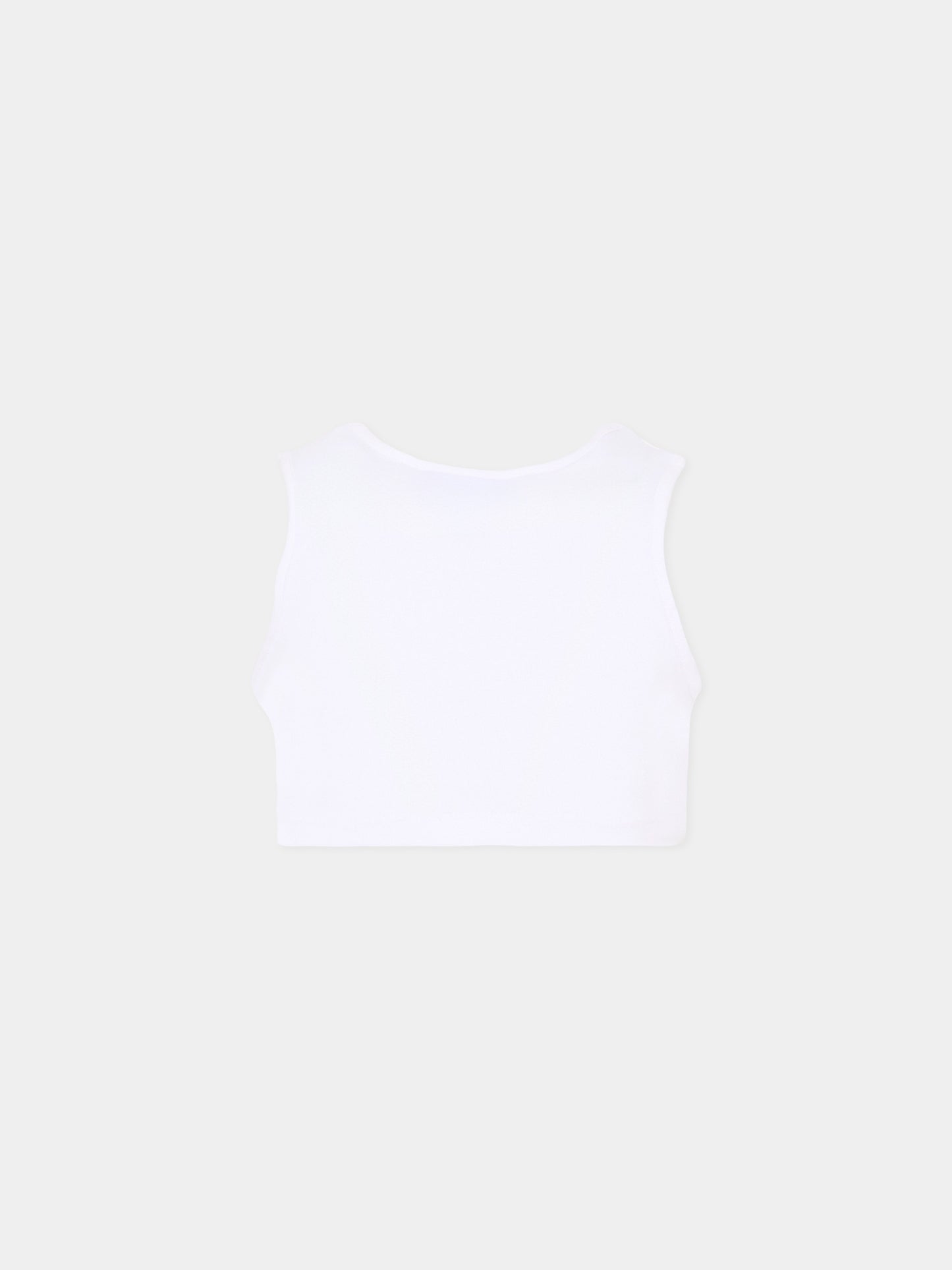 Top bianco per bambina con logo,Msgm Kids,S6MSJGTO011 001
