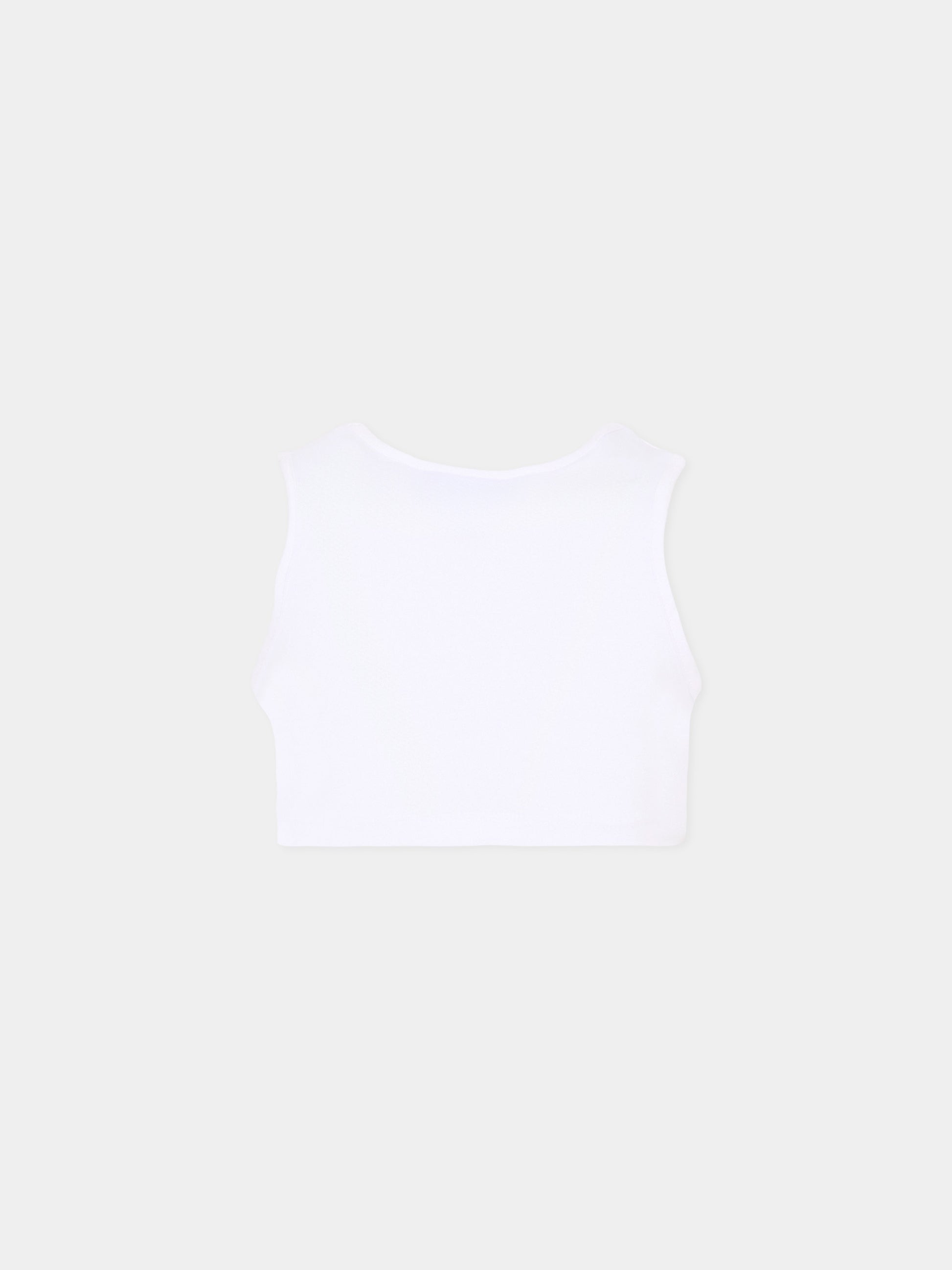 Top bianco per bambina con logo,Msgm Kids,S6MSJGTO011 001