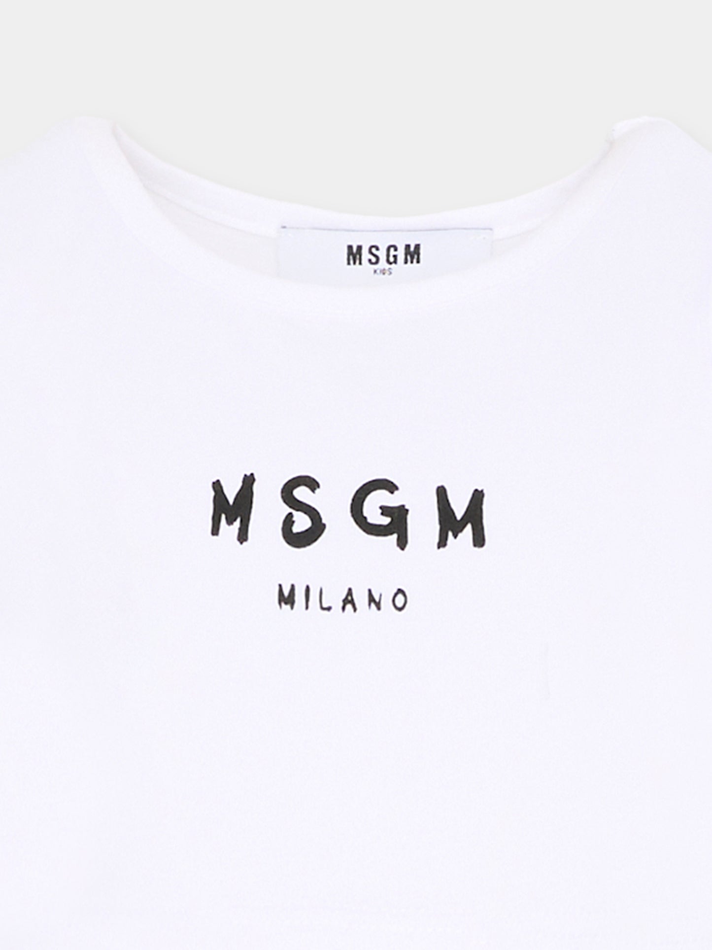 Top bianco per bambina con logo,Msgm Kids,S6MSJGTO011 001