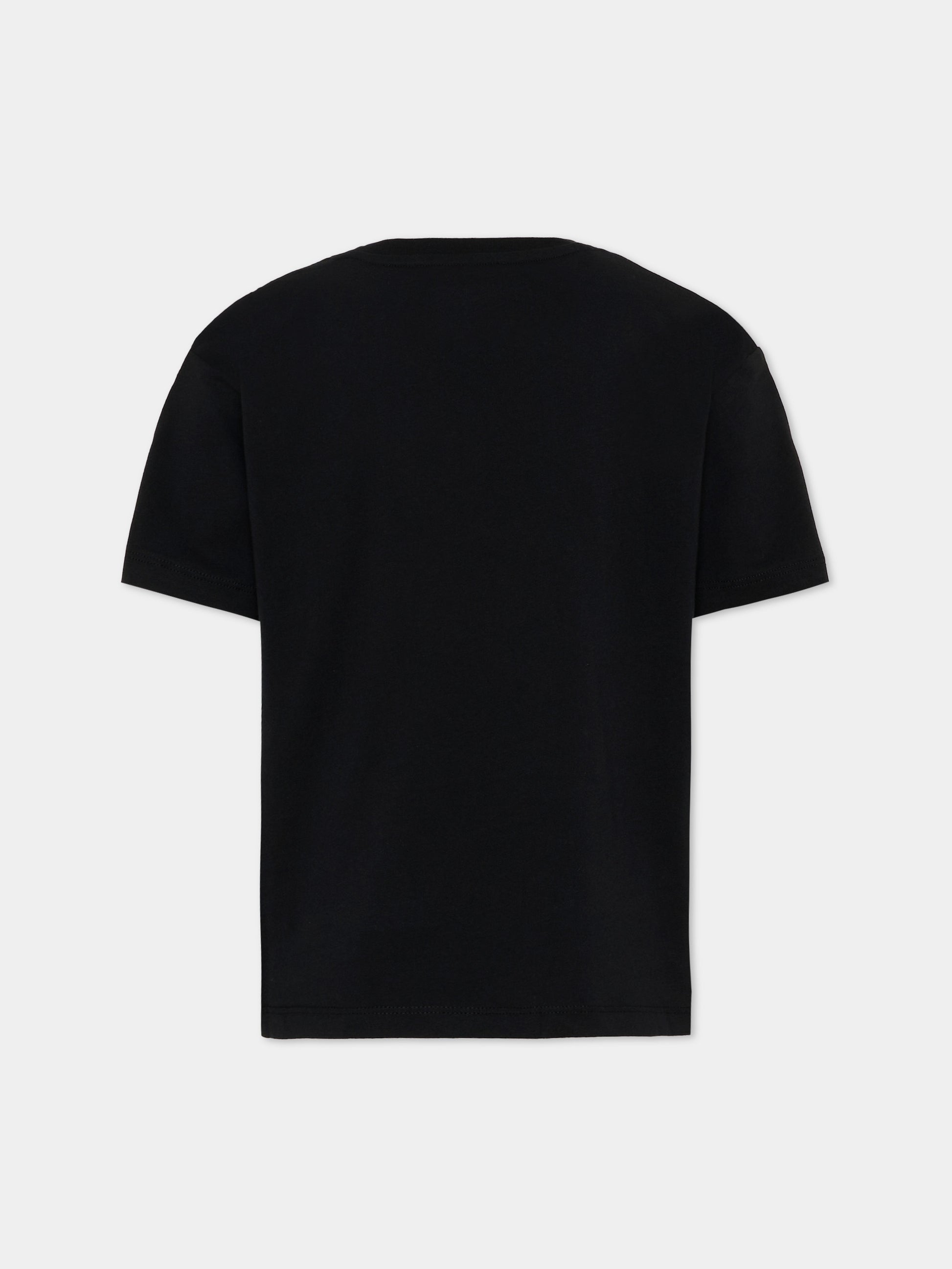 T-Shirt nera con logo per bambina,Msgm Kids,S6MSJUTH004 110/88