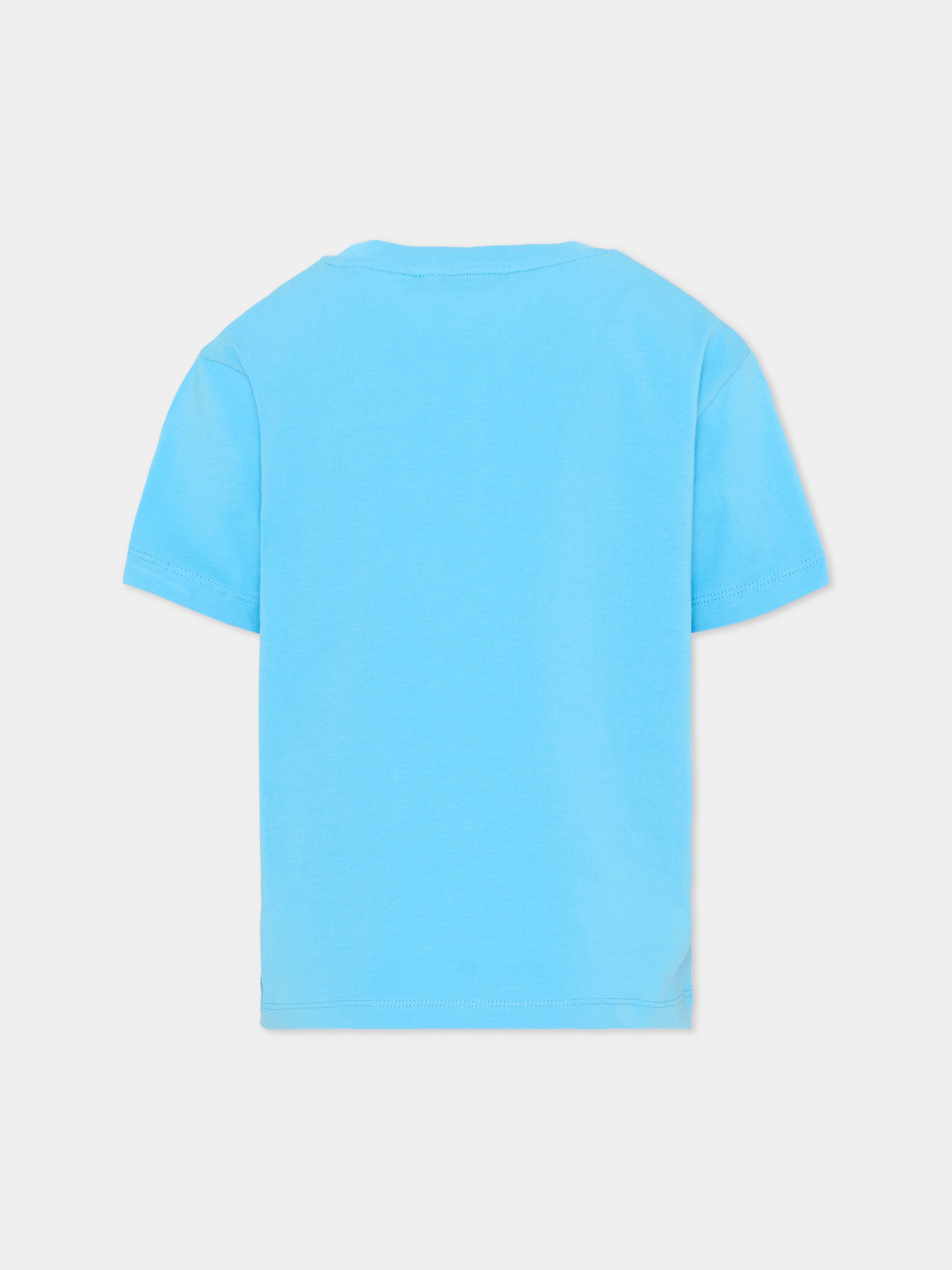 T-Shirt celeste con logo per bambini,Msgm Kids,S6MSJUTH005 MS073