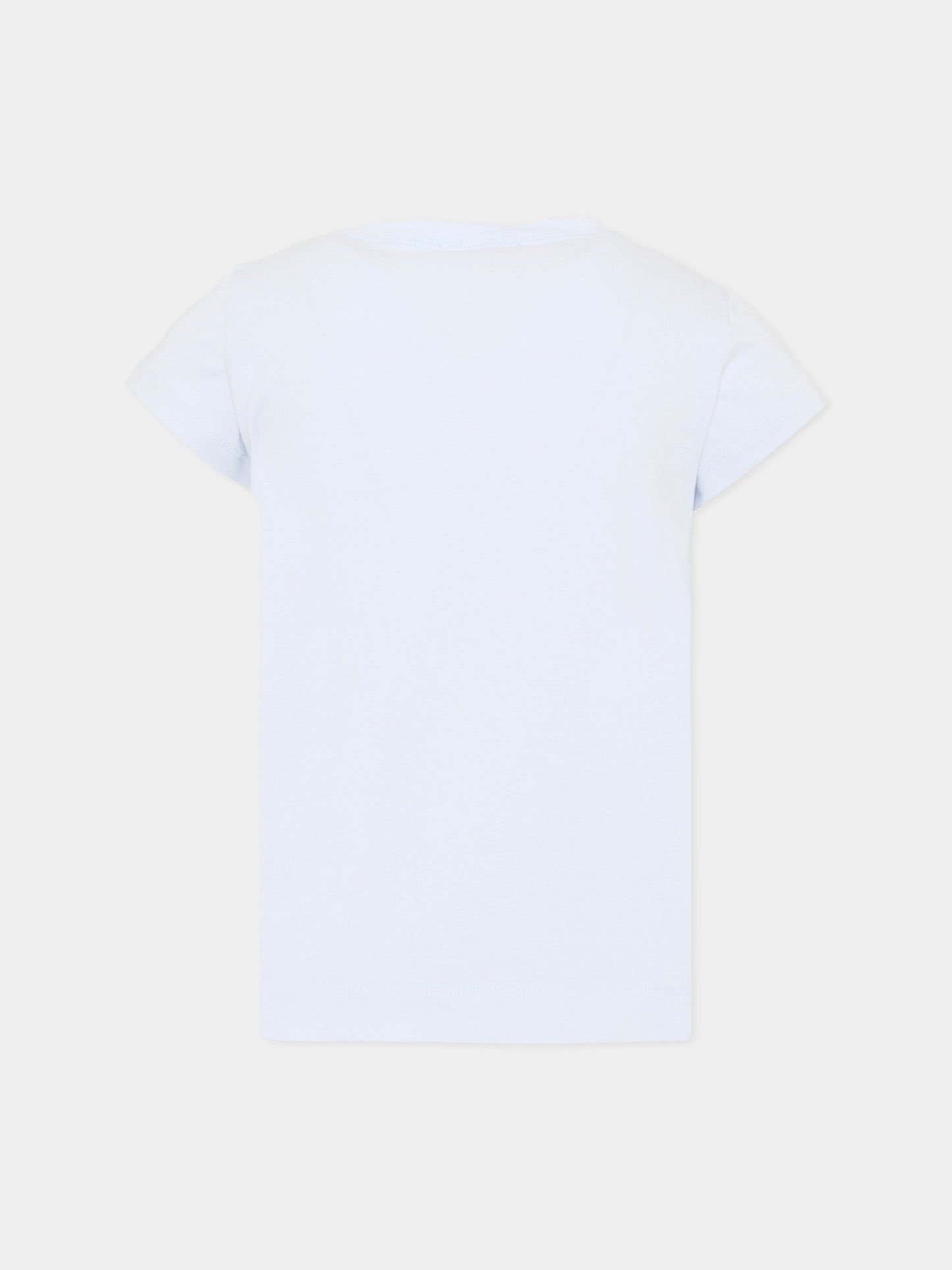T-Shirt celeste per bambina con stampa,Monnalisa,11G624 7201 0052