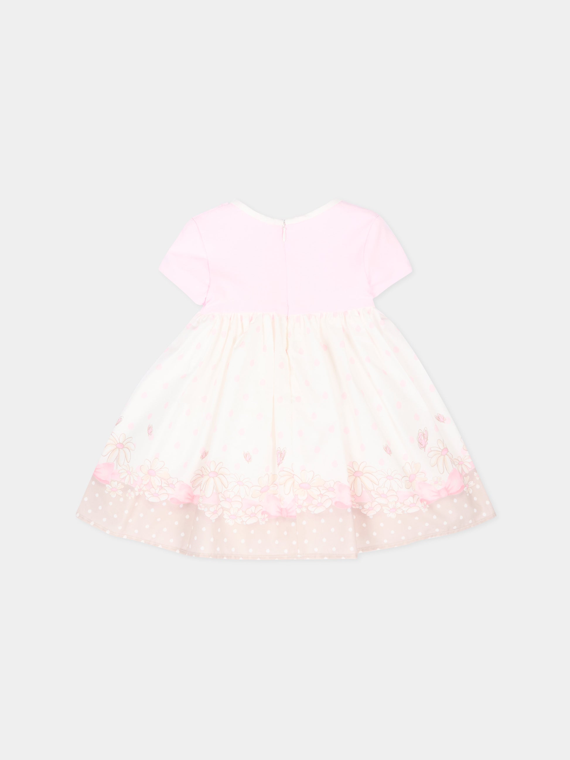 Vestito avorio per neonata floreale,Monnalisa,31G912 7667 019M