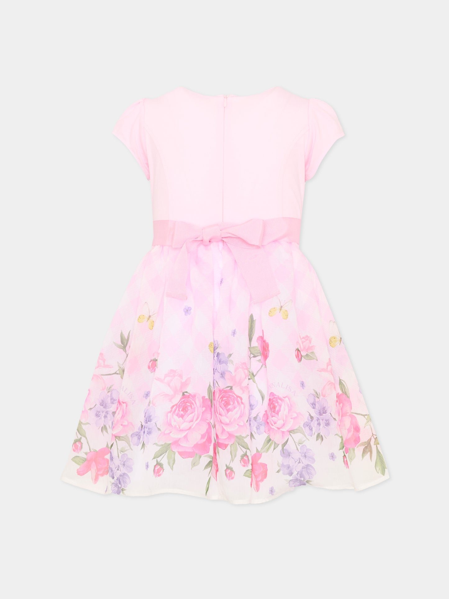 Abito rosa per bambina con rose,Monnalisa,11G909 7622 0090
