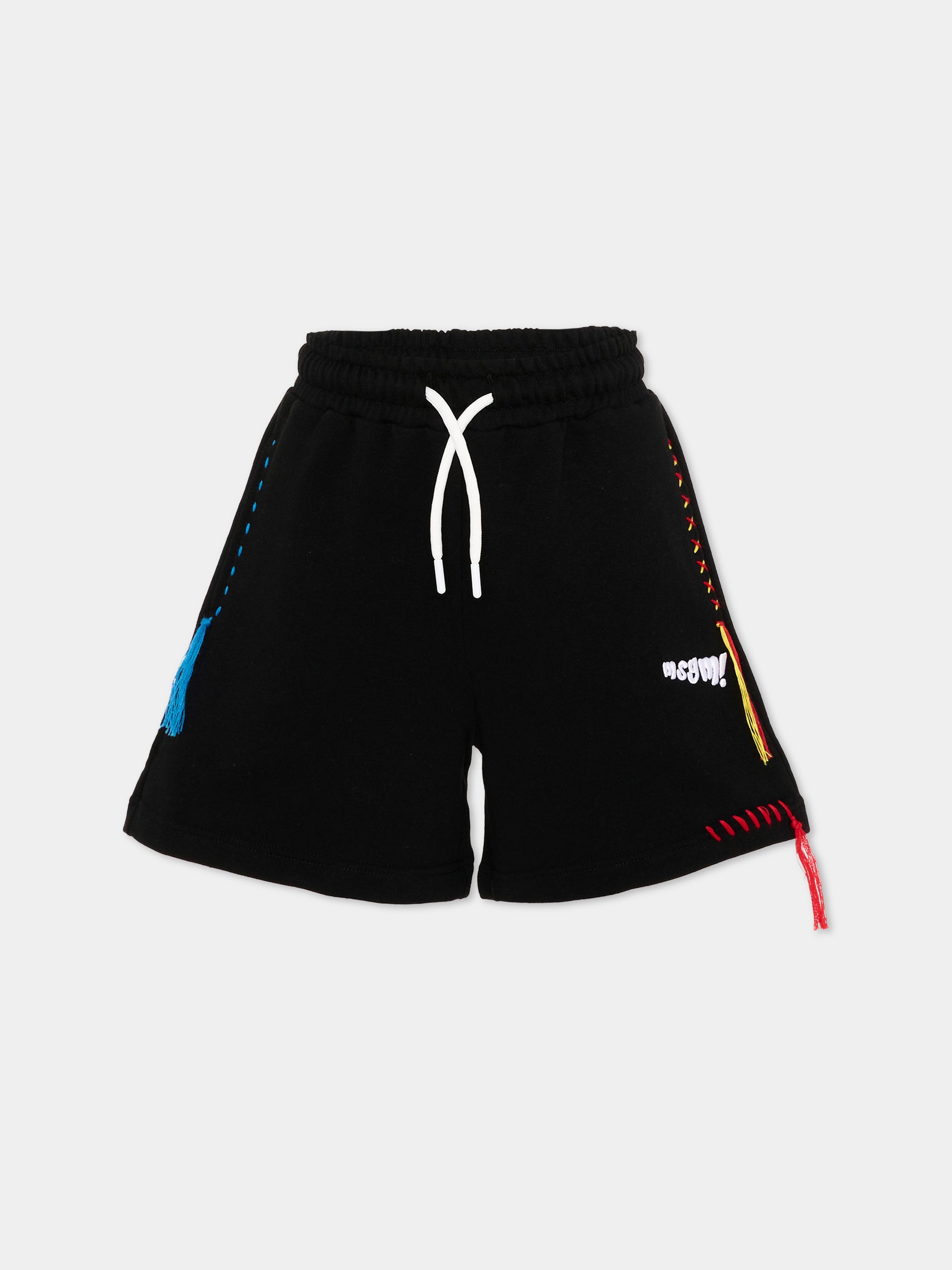 Shorts sportivi neri per bambini con logo,Msgm Kids,S6MSJUBE138 110