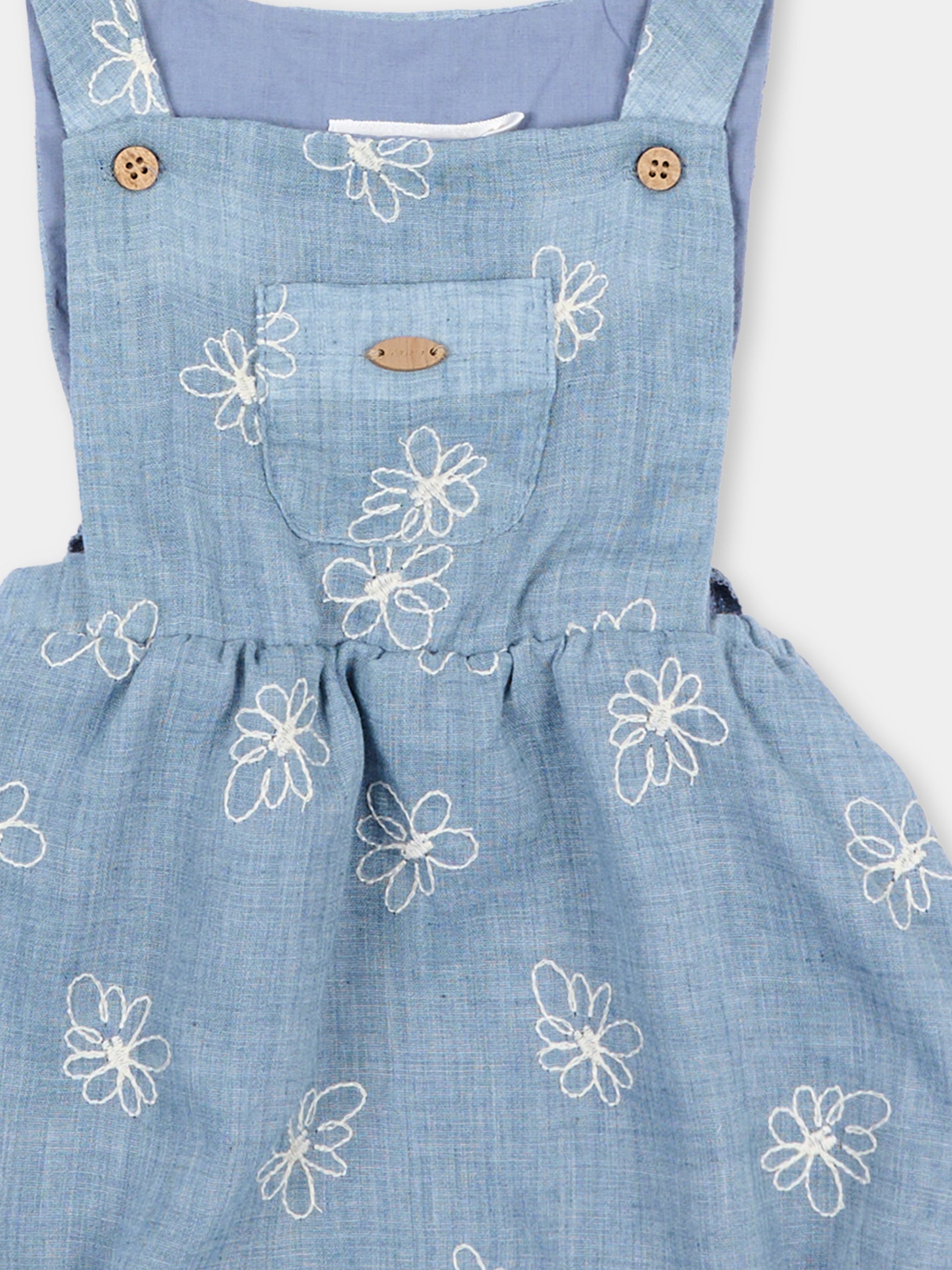 Salopette denim per neonata con fiori,Mayoral,1665 44