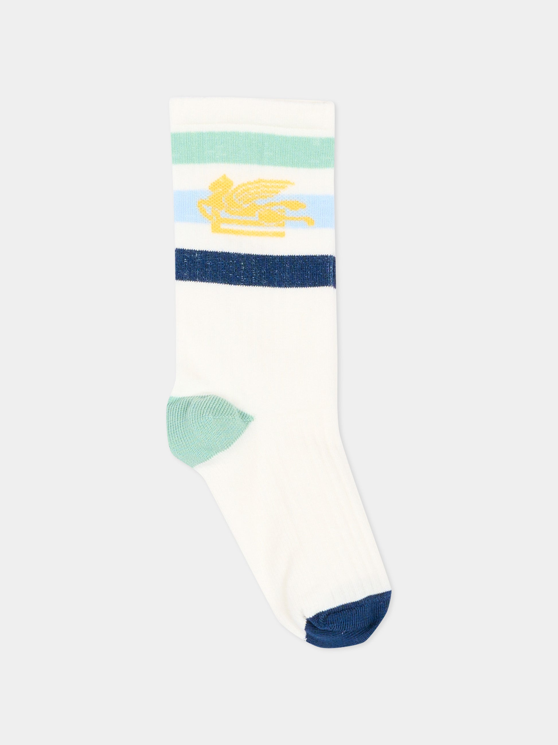 Calza Spugna avorio con Pegaso per bambini,Etro,GY0P10 Z0396 101AZ