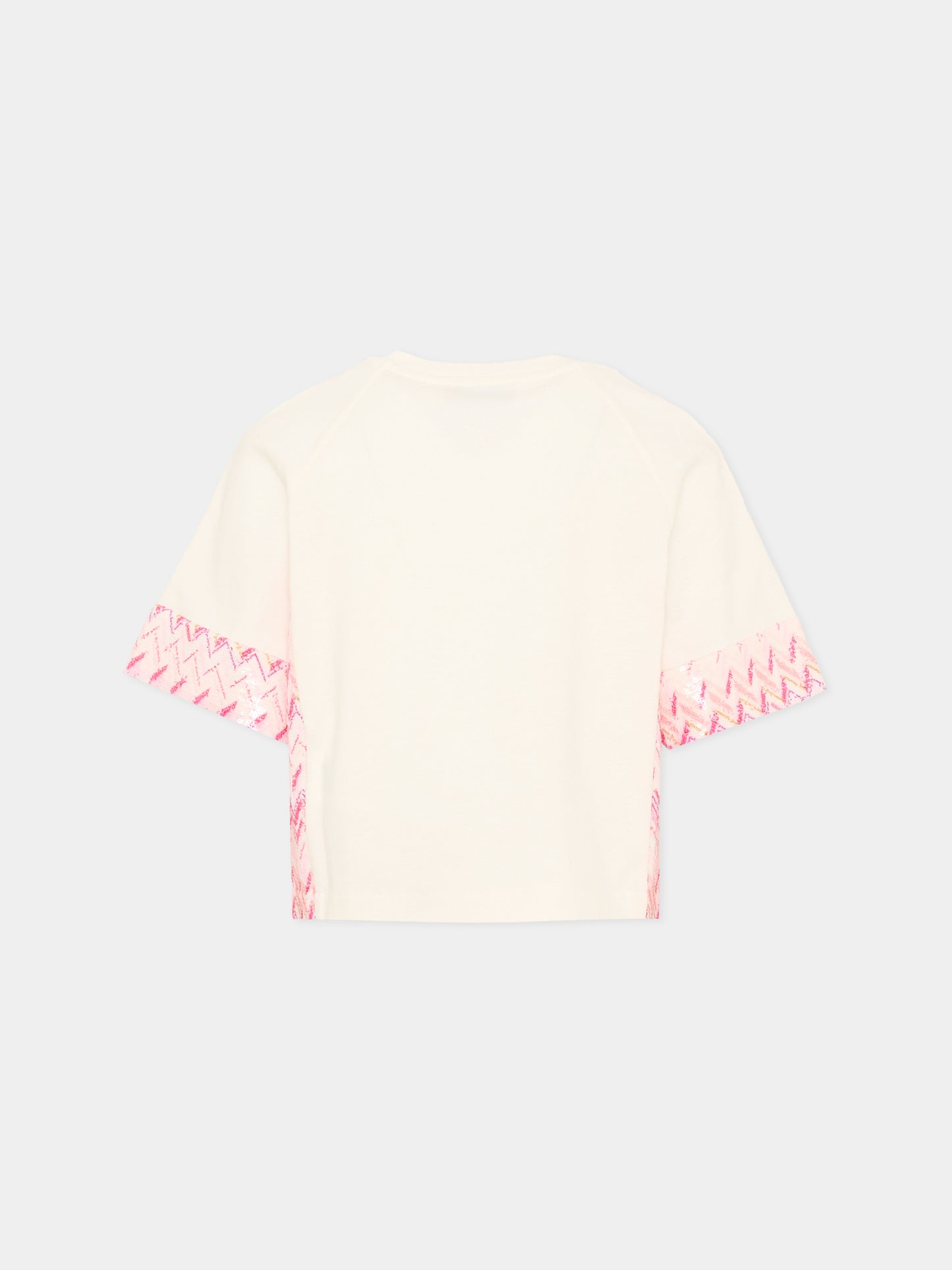 T-shirt avorio chevron per bambina,Missoni,MY8A51 Z3672 102