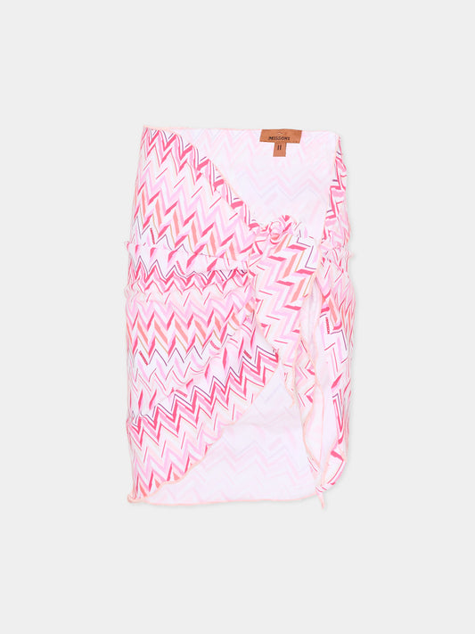 Copricostume rosa per bambina chevron,Missoni,MYCB09 Z3724 100FU