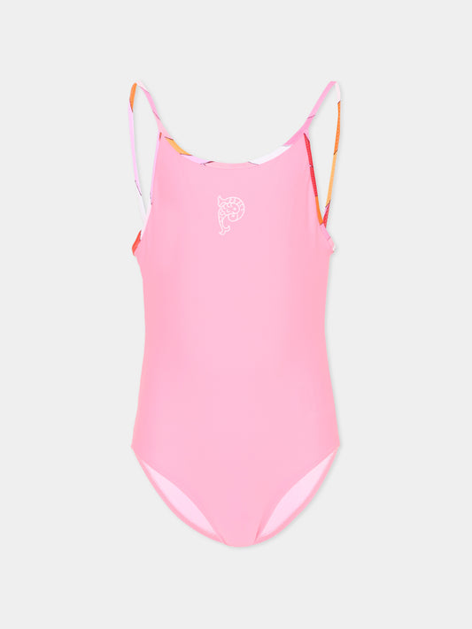Costume intero rosa per bambina con logo,Emilio Pucci Junior,PYCA69-Z0559 515AR