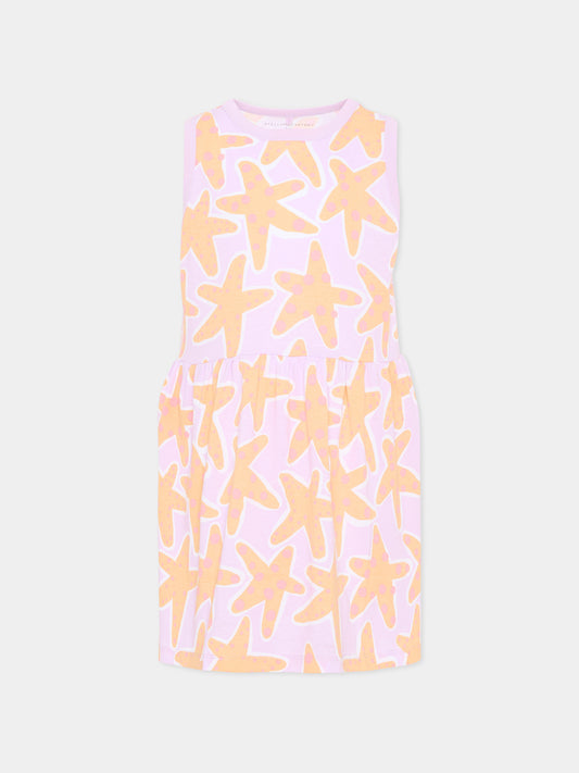 Vestito lilla per bambina con stelle marine,Stella Mccartney Kids,TY1B52 Z3432 539MC