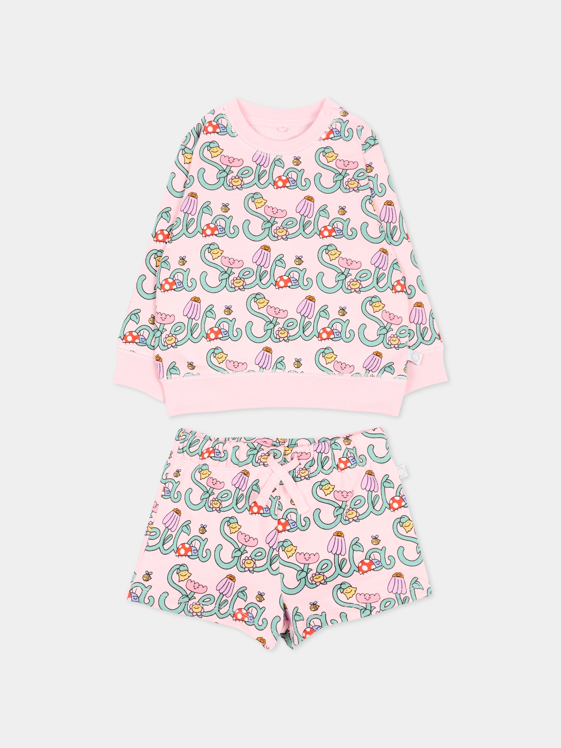 Completo sportivo rosa per neonata con stampa,Stella Mccartney Kids,TY3010 Z3581 51RMC