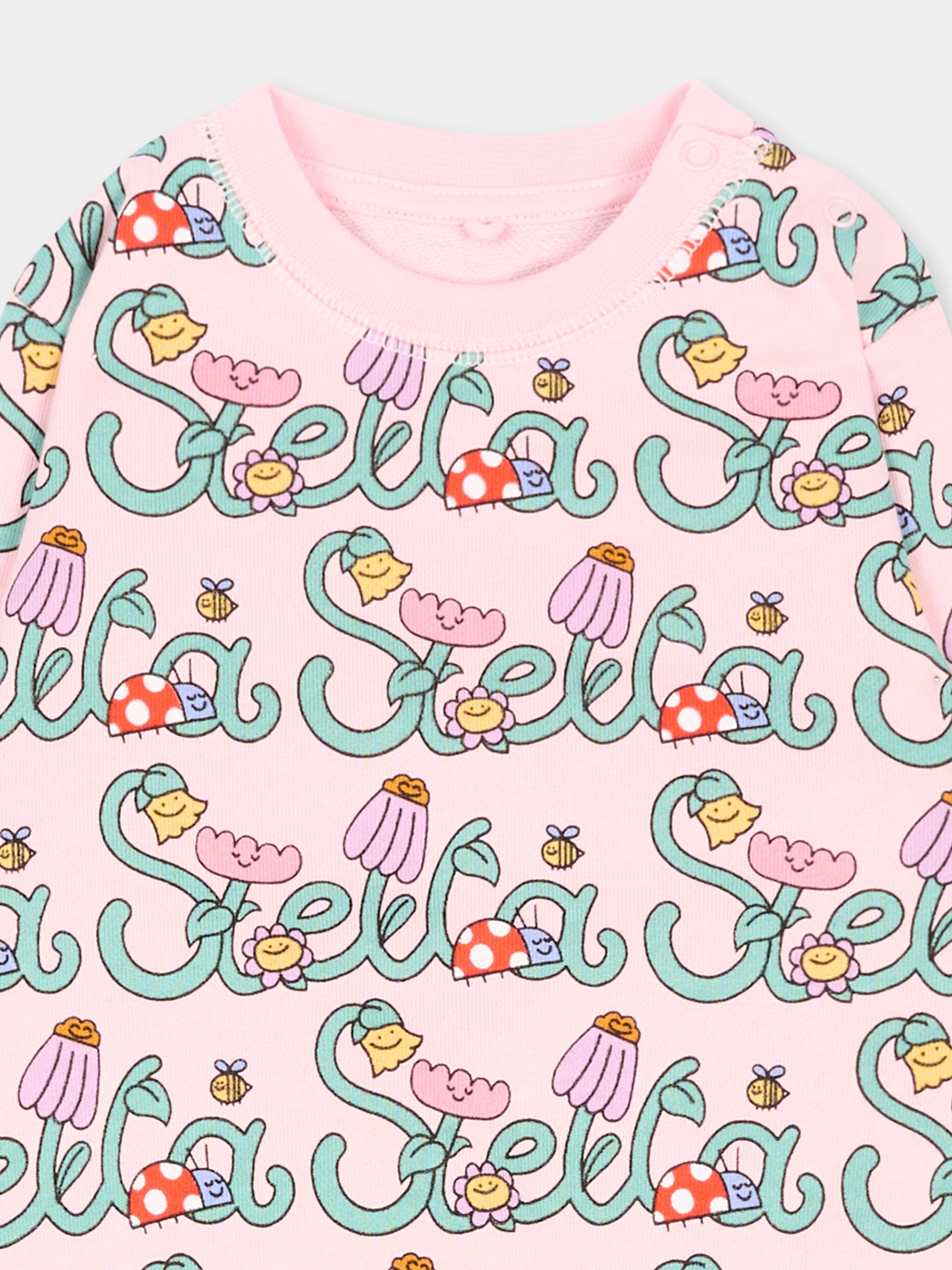 Completo sportivo rosa per neonata con stampa,Stella Mccartney Kids,TY3010 Z3581 51RMC